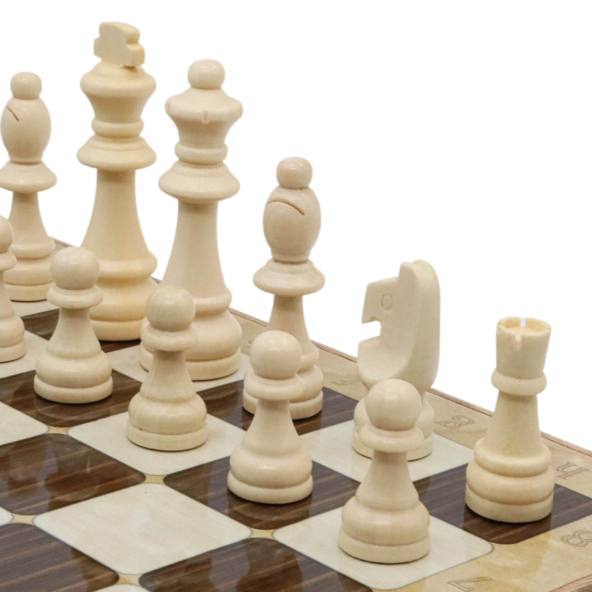 Wooden Storage Chess Set, Checkers, Draughts | 3in1 Game Set | 14 INCH (36CM) | Oak Colour - Cooper Chess