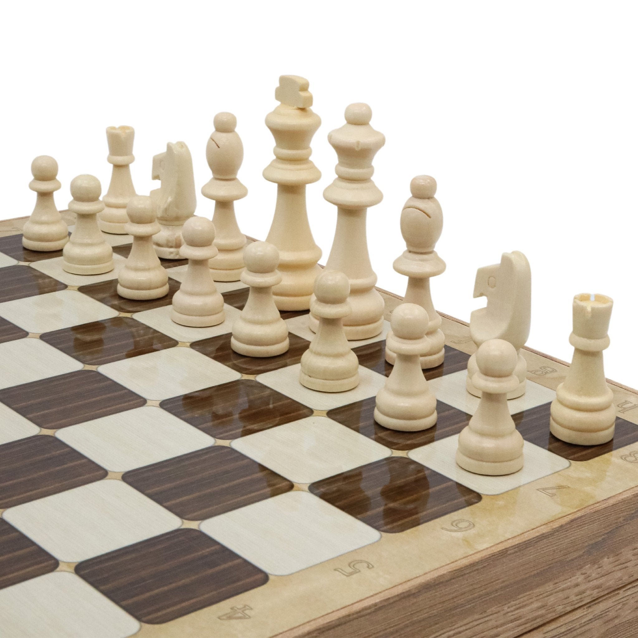 Wooden Storage Chess Set, Checkers, Draughts | 3in1 Game Set | 14 INCH (36CM) | Oak Colour - Cooper Chess