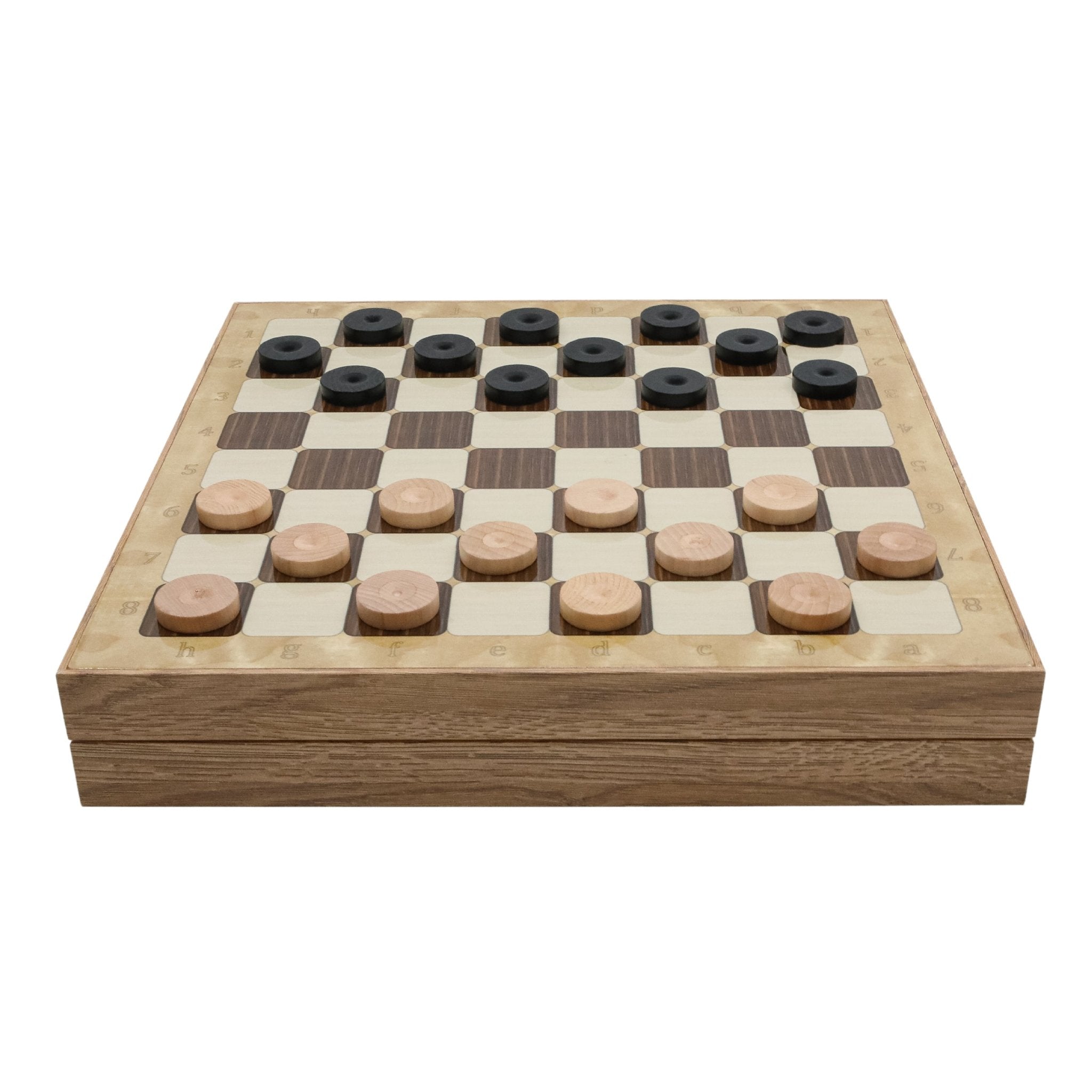 Wooden Storage Chess Set, Checkers, Draughts | 3in1 Game Set | 14 INCH (36CM) | Oak Colour - Cooper Chess