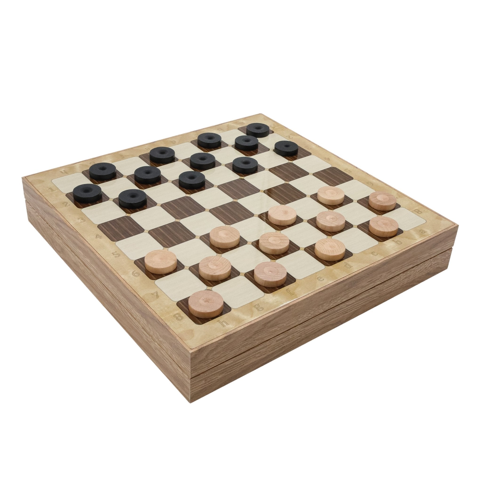 Wooden Storage Chess Set, Checkers, Draughts | 3in1 Game Set | 14 INCH (36CM) | Oak Colour - Cooper Chess