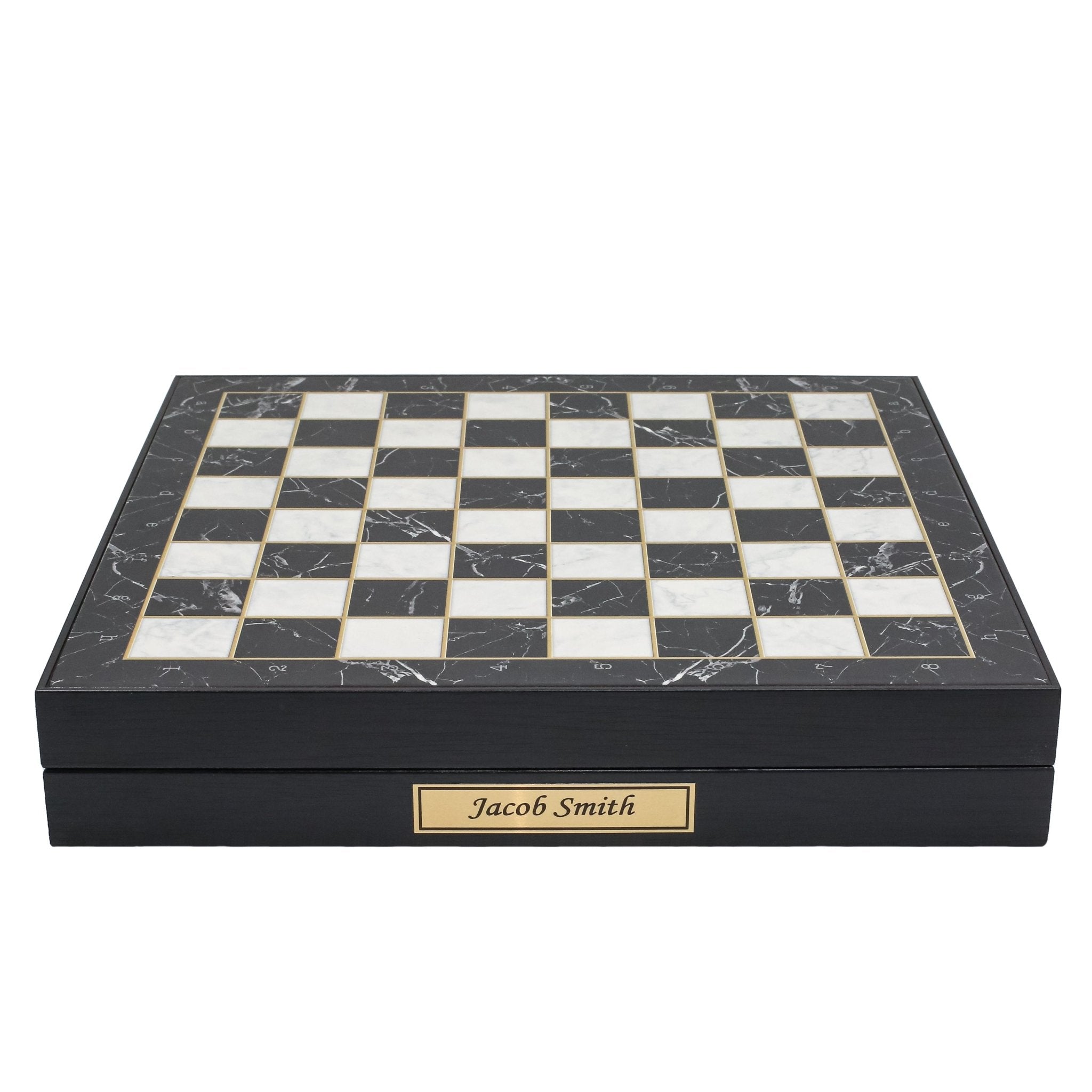 Metal Chess Set with Storage | Staunton Weighted Pieces | Marble Patterned Board - Cooper Chess