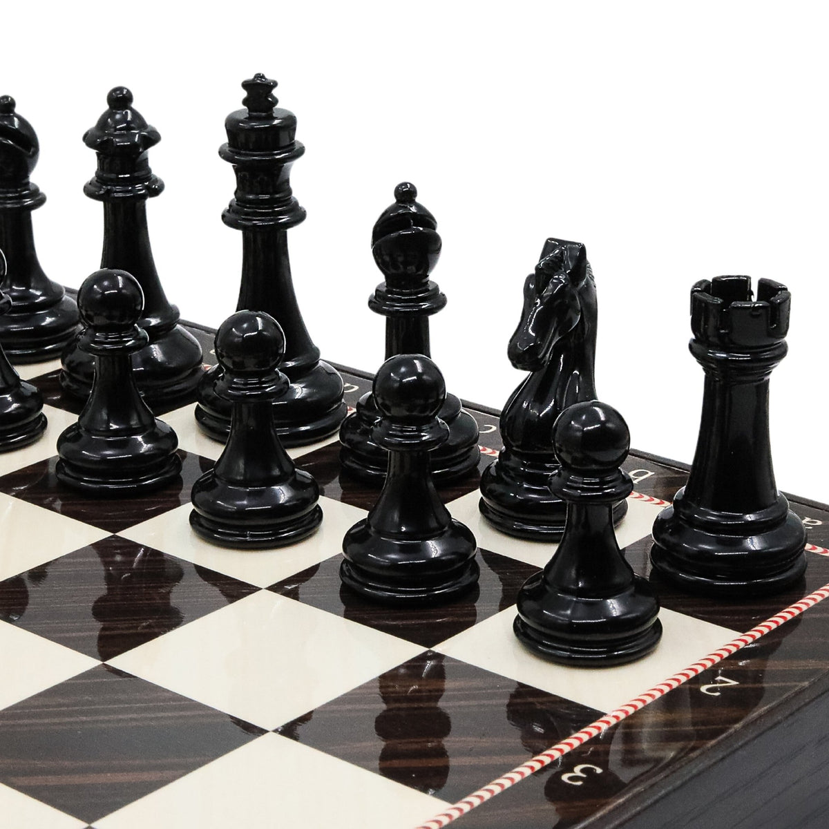 30 CM (12") Storage Chess Set with Metal Weighted Staunton Figures (Black vs Silver) - Cooper Chess