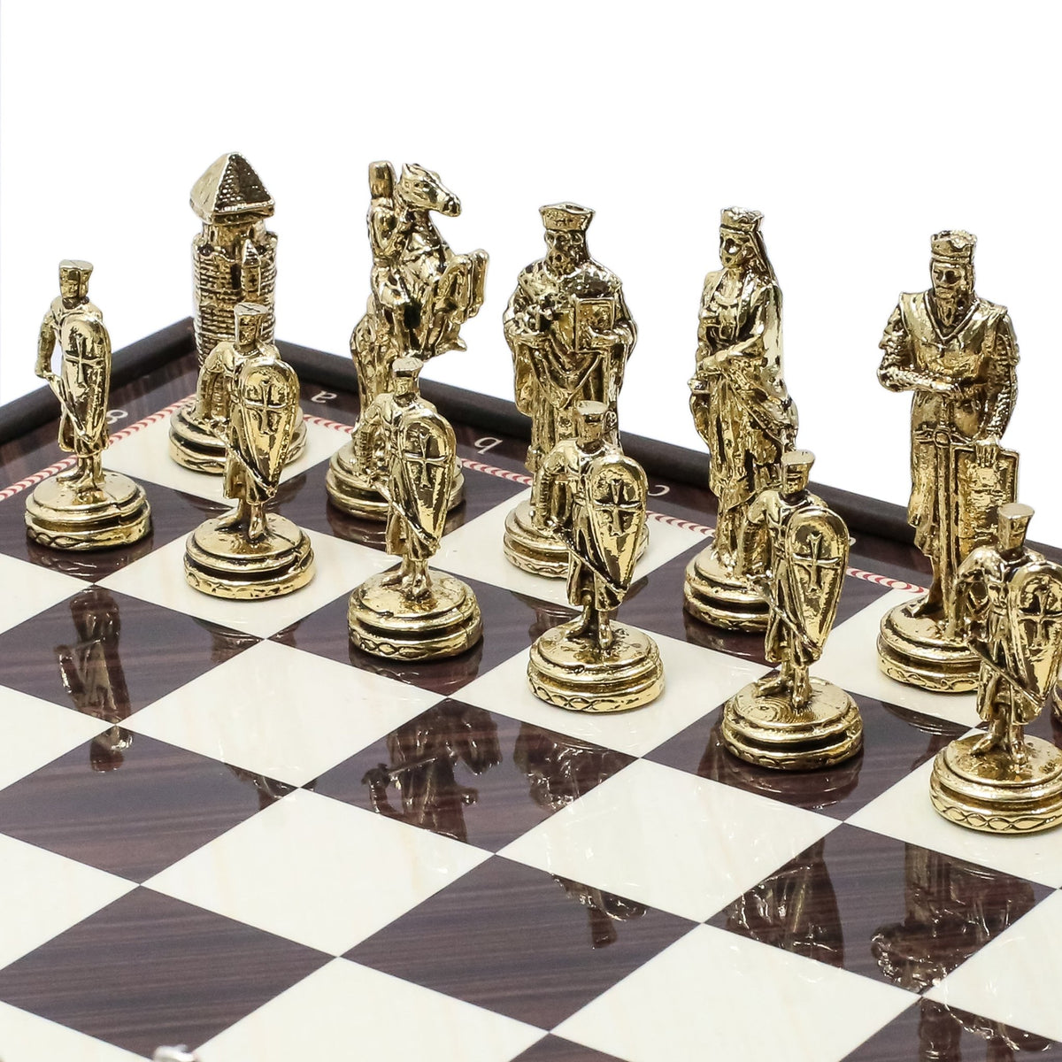 30 CM (12") Storage Chess Set with Die Cast Metal Figures (Ottoman vs Crusaders) - Cooper Chess