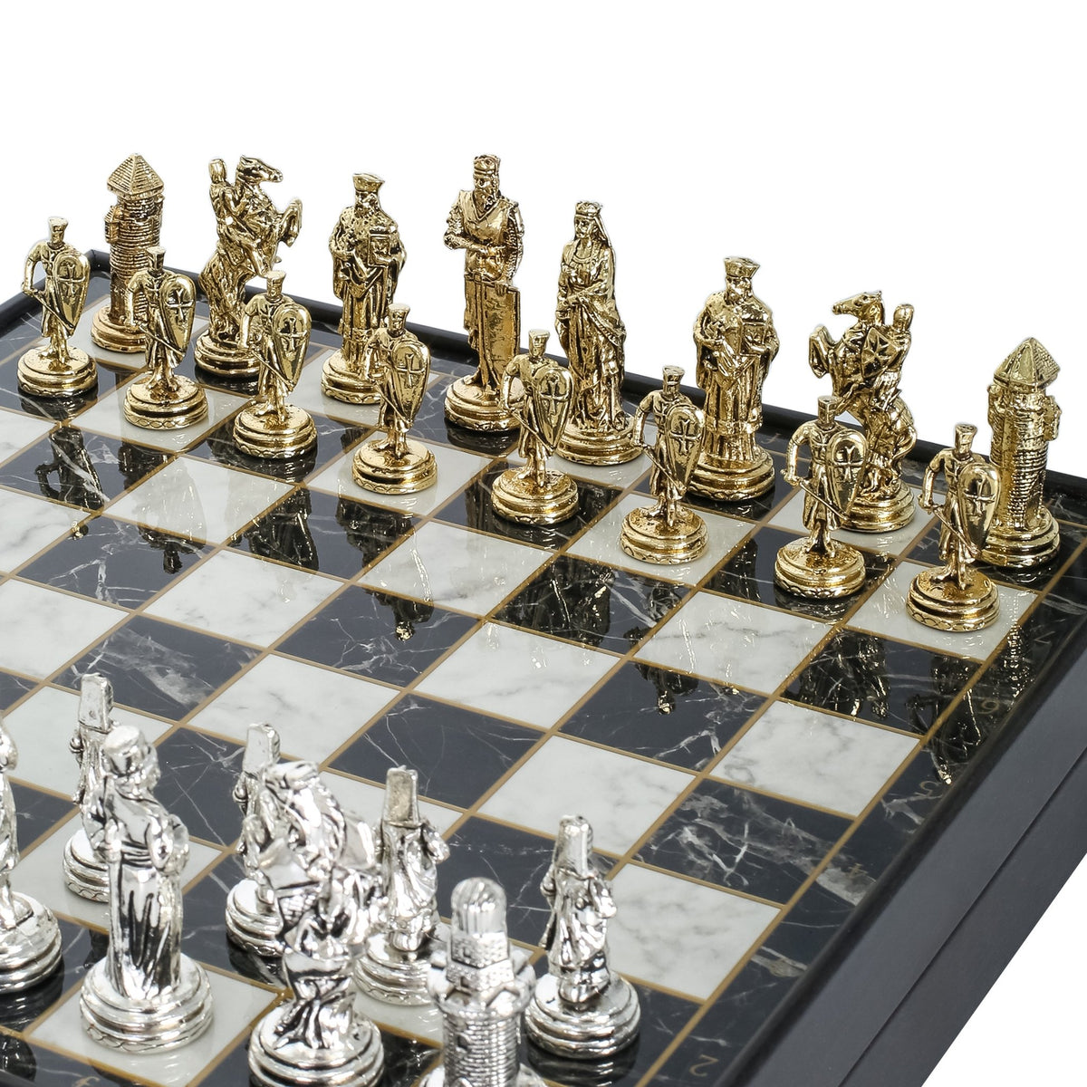 30 CM (12") Storage Chess Set with Die Cast Metal Figures (Ottoman vs Crusaders) - Cooper Chess