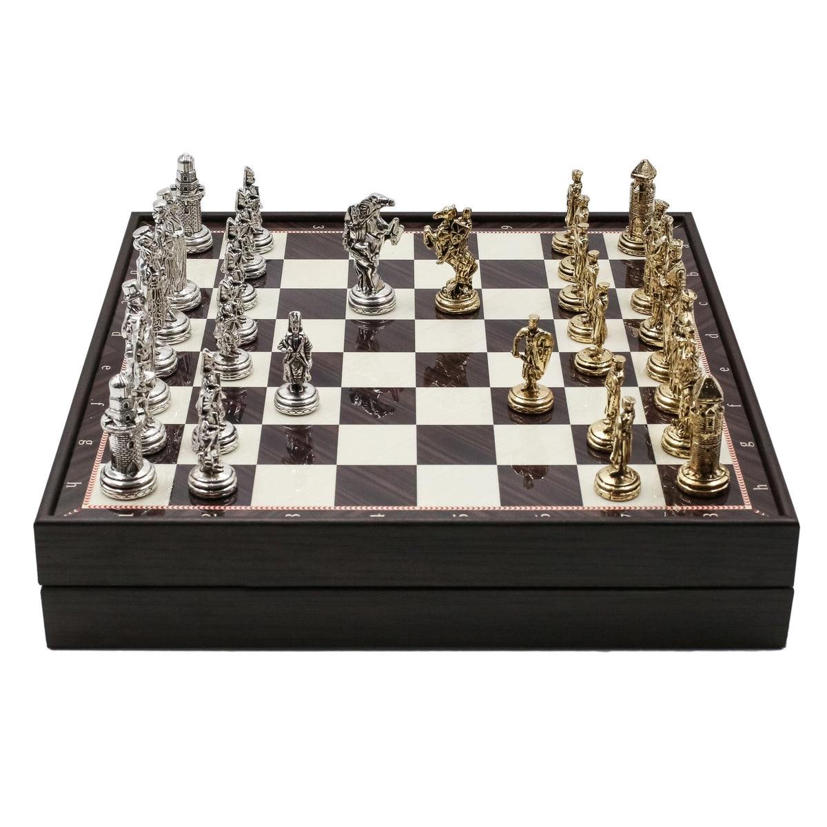 30 CM (12") Storage Chess Set with Die Cast Metal Figures (Ottoman vs Crusaders) - Cooper Chess
