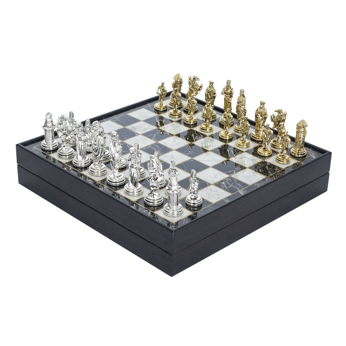 30 CM (12") Storage Chess Set with Die Cast Metal Figures (Ottoman vs Crusaders) - Cooper Chess
