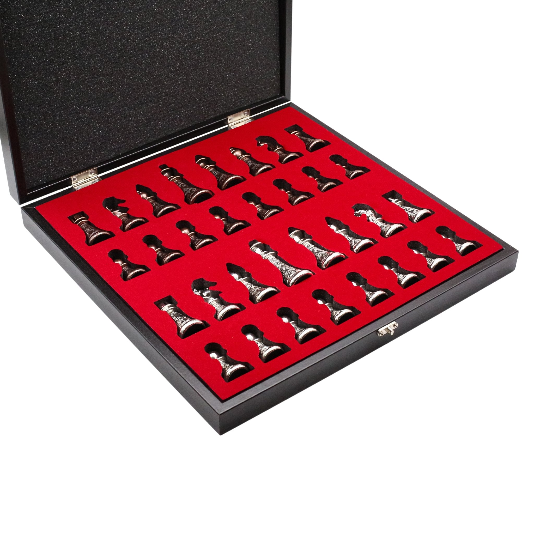 42 CM (16") XL Storage Chess Set with Metal Weighted Luxury Baroque Figures (Bronze vs Silver) - Cooper Chess