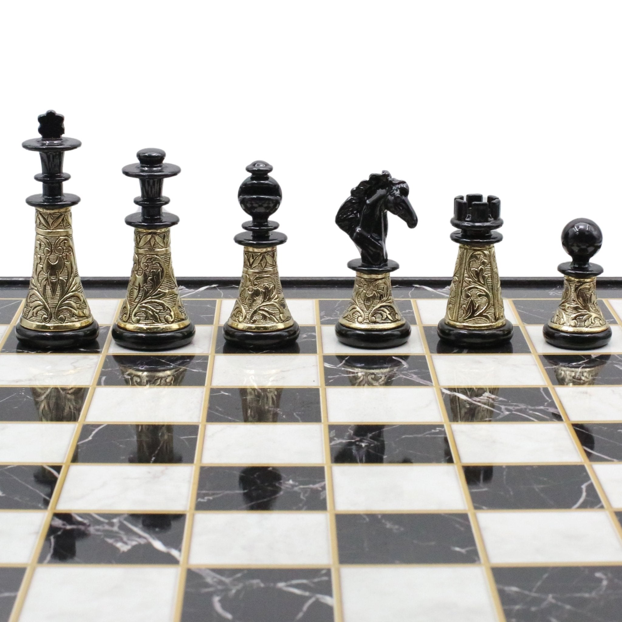 42 CM (16") XL Storage Chess Set with Metal Weighted Luxury Baroque Figures (Black vs Bronze) - Cooper Chess