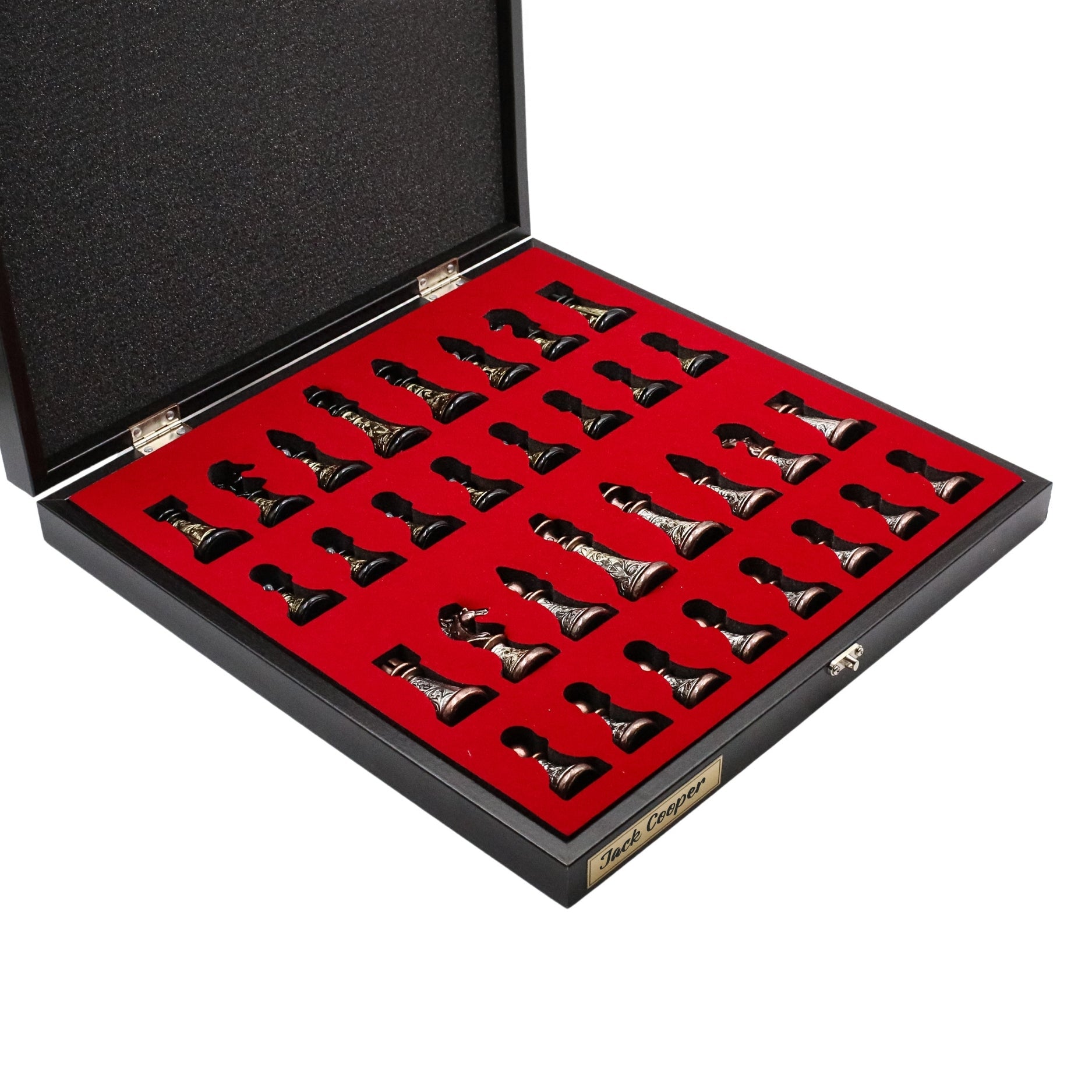 42 CM (16") XL Storage Chess Set with Metal Weighted Luxury Baroque Figures (Black vs Bronze) - Cooper Chess