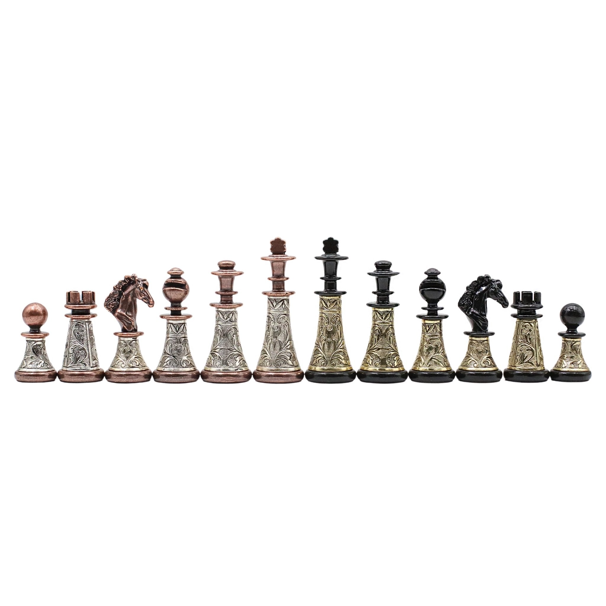 42 CM (16") XL Storage Chess Set with Metal Weighted Luxury Baroque Figures (Black vs Bronze) - Cooper Chess