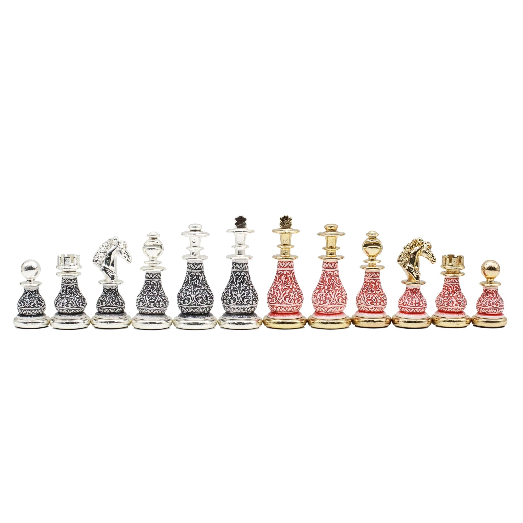 42 CM (16") XL Storage Chess Set with Metal Weighted Luxury Baroque Figures (Red vs Black) - Cooper Chess