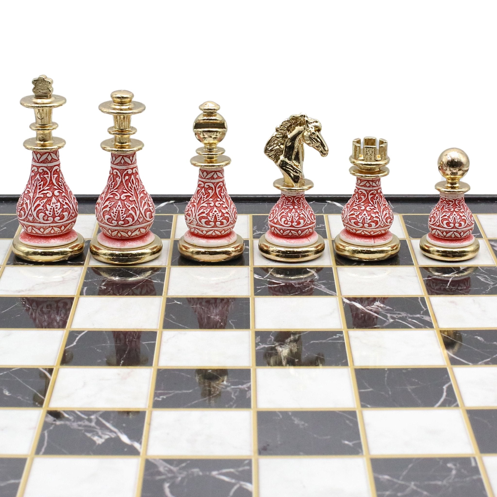 42 CM (16") XL Storage Chess Set with Metal Weighted Luxury Baroque Figures (Red vs Black) - Cooper Chess