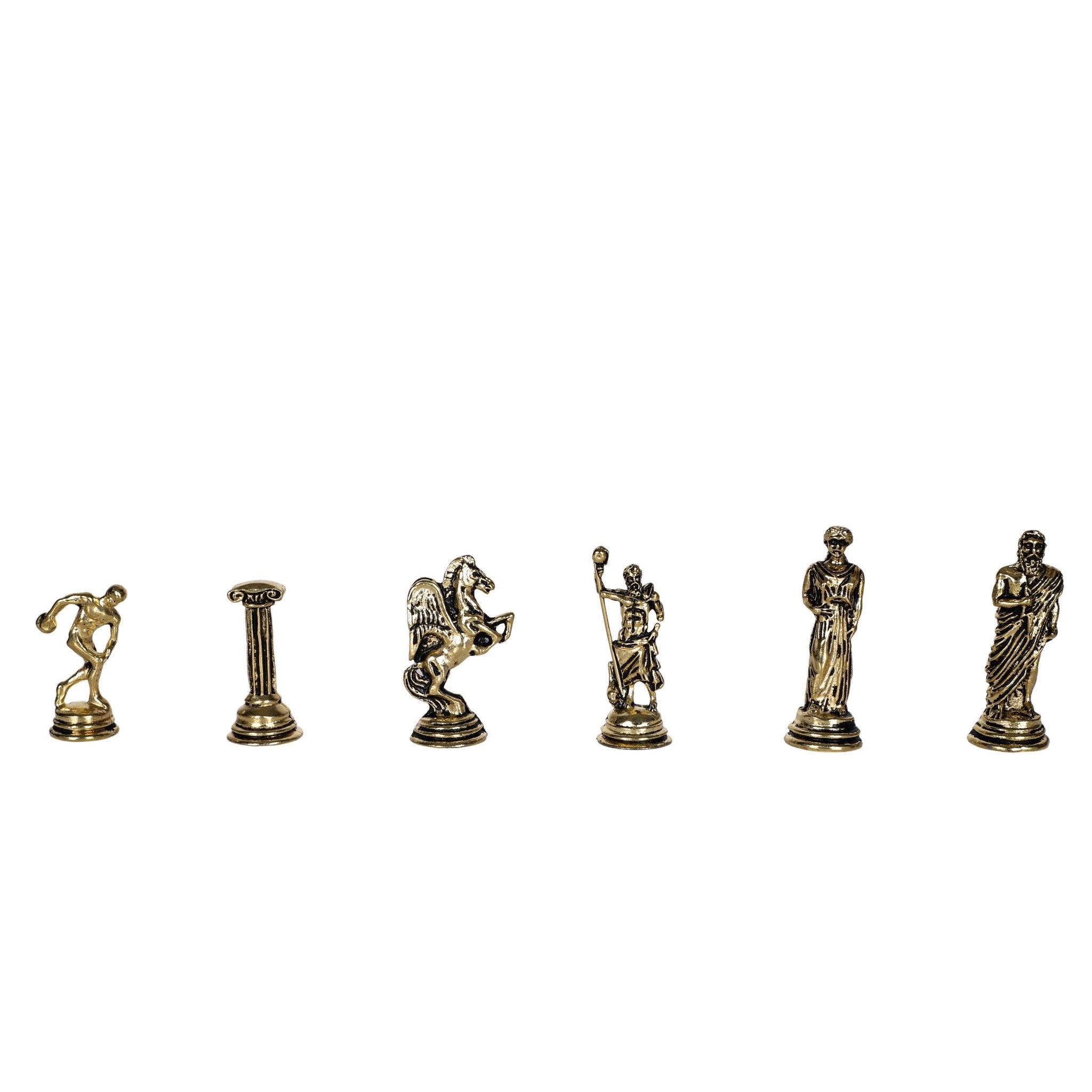 Greek Mythology Discus Metal Chess Set | Chess Board w/ Metal Legs 25CM (10") - Cooper Chess
