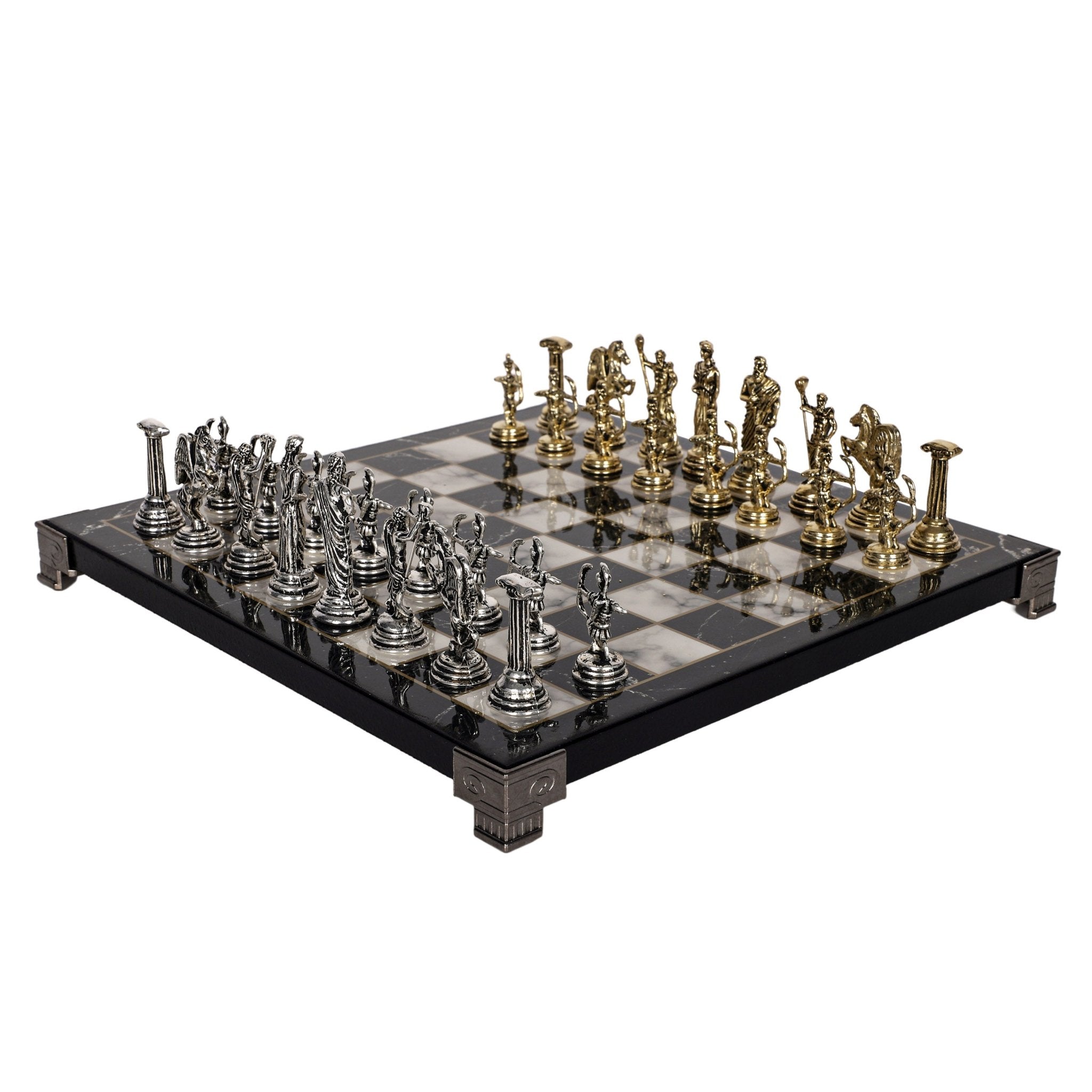 Greek Mythology Archer Metal Chess Set | Chess Board w/ Metal Legs 25CM (10") - Cooper Chess
