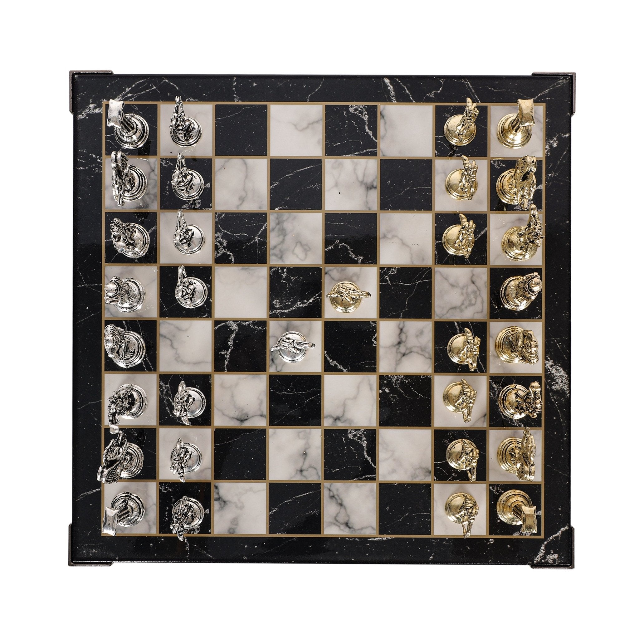 Greek Mythology Archer Metal Chess Set | Chess Board w/ Metal Legs 25CM (10") - Cooper Chess