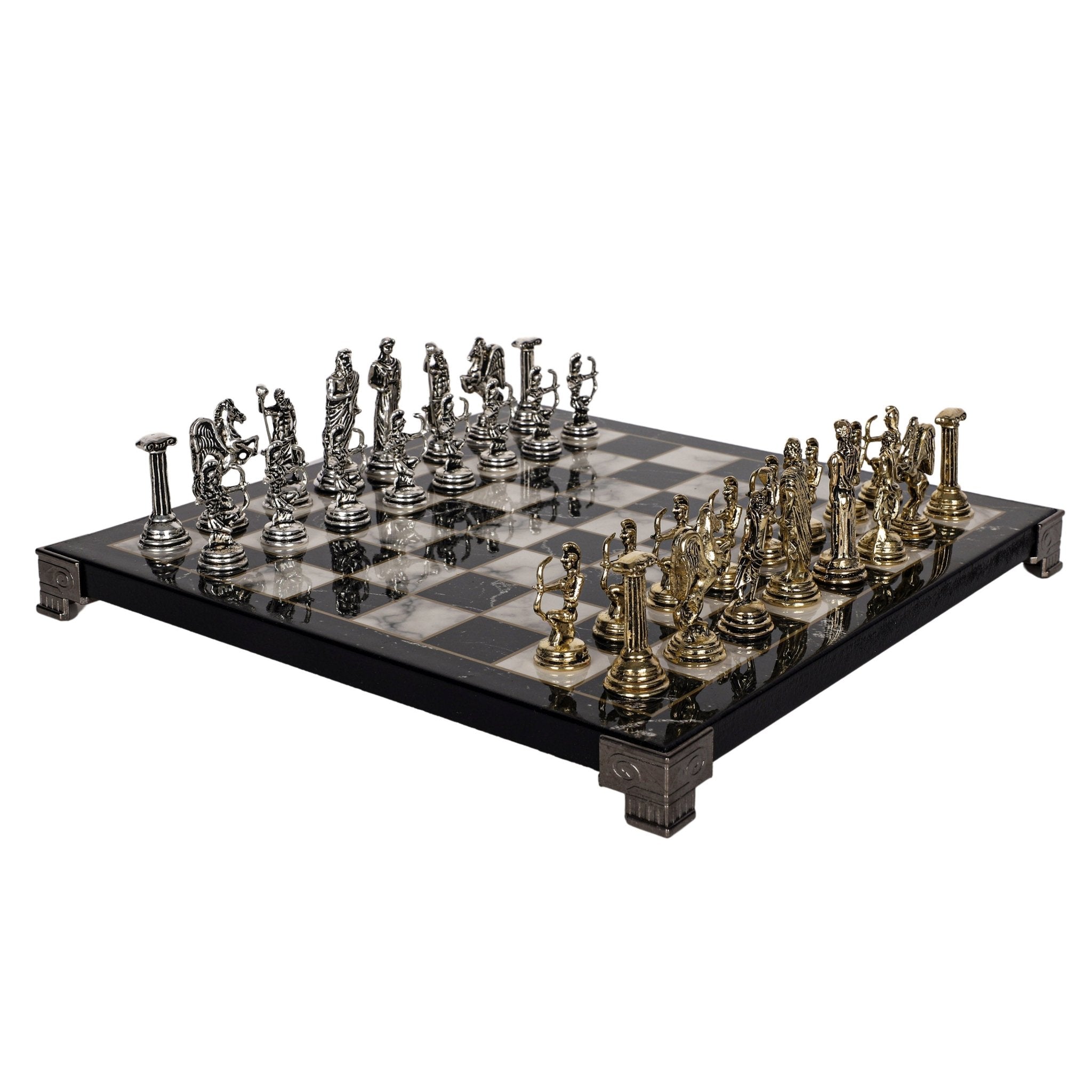 Greek Mythology Archer Metal Chess Set | Chess Board w/ Metal Legs 25CM (10") - Cooper Chess