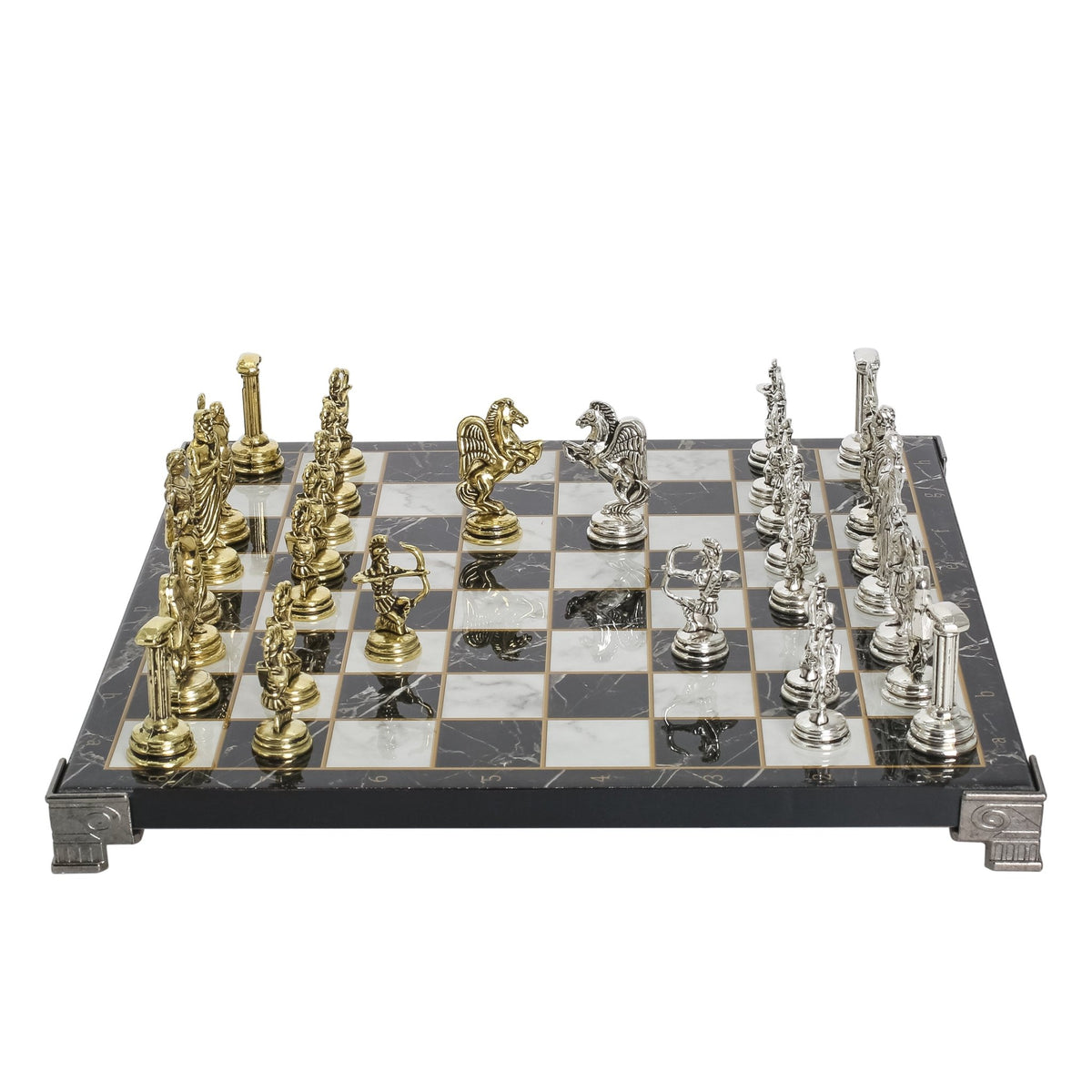 Greek Mythology Archer Metal Chess Set | Chess Board w/ Metal Legs 25CM (10") - Cooper Chess