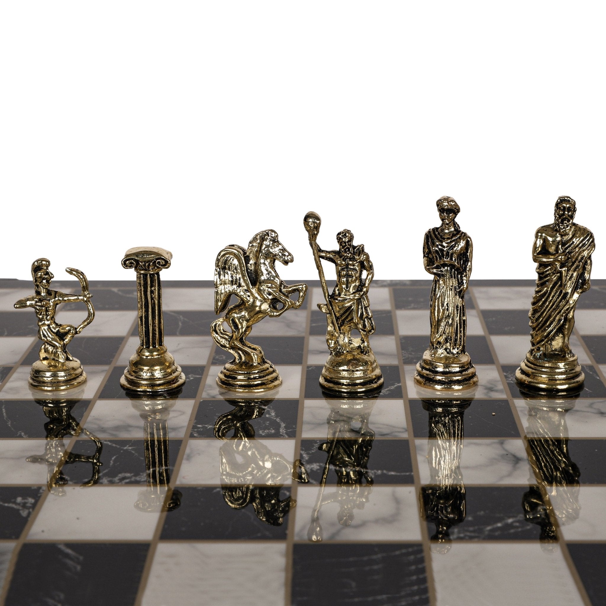 Greek Mythology Archer Metal Chess Set | Chess Board w/ Metal Legs 25CM (10") - Cooper Chess