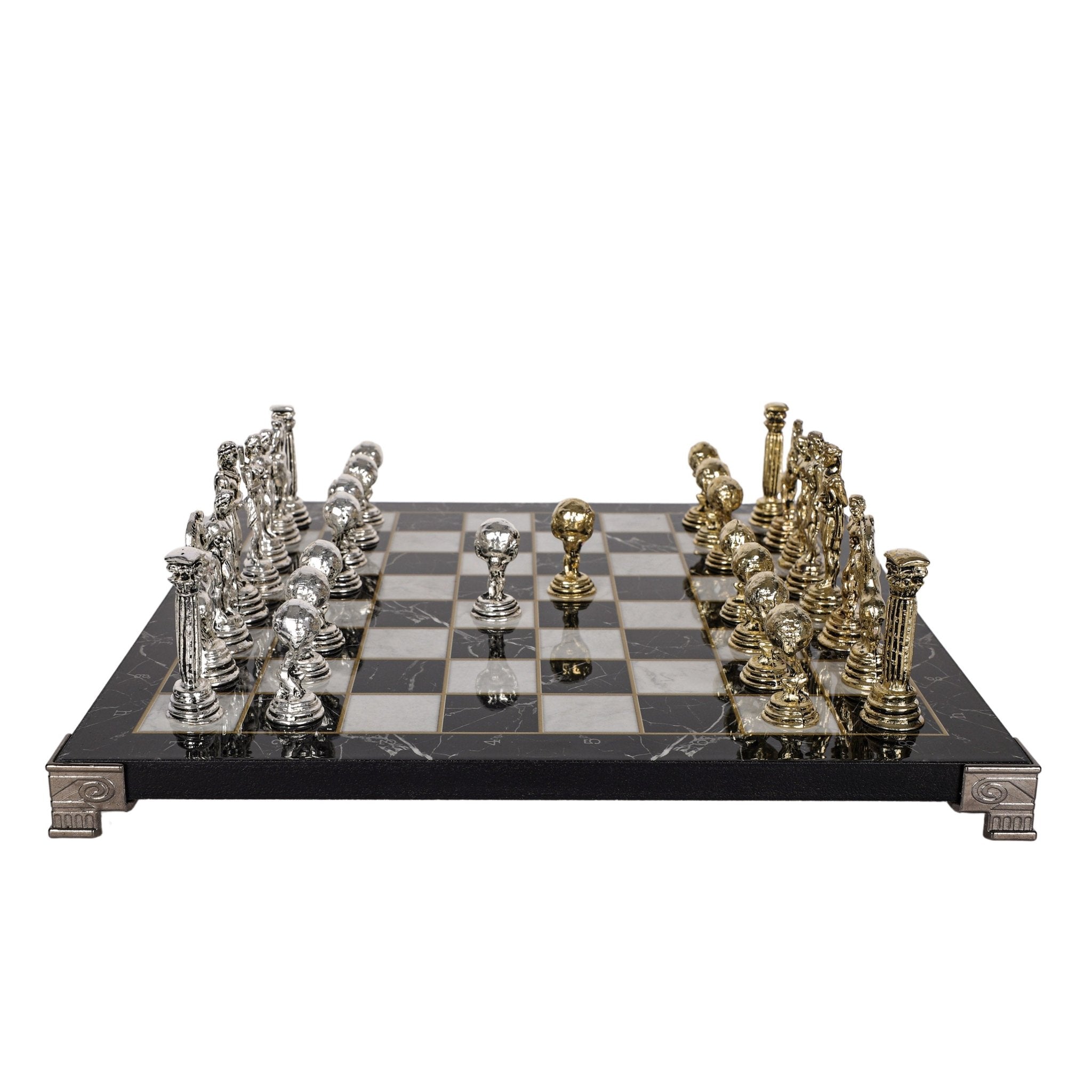 Greek Mythology Hercules Metal Chess Set | Chess Board w/ Metal Legs 30CM (12") - Cooper Chess