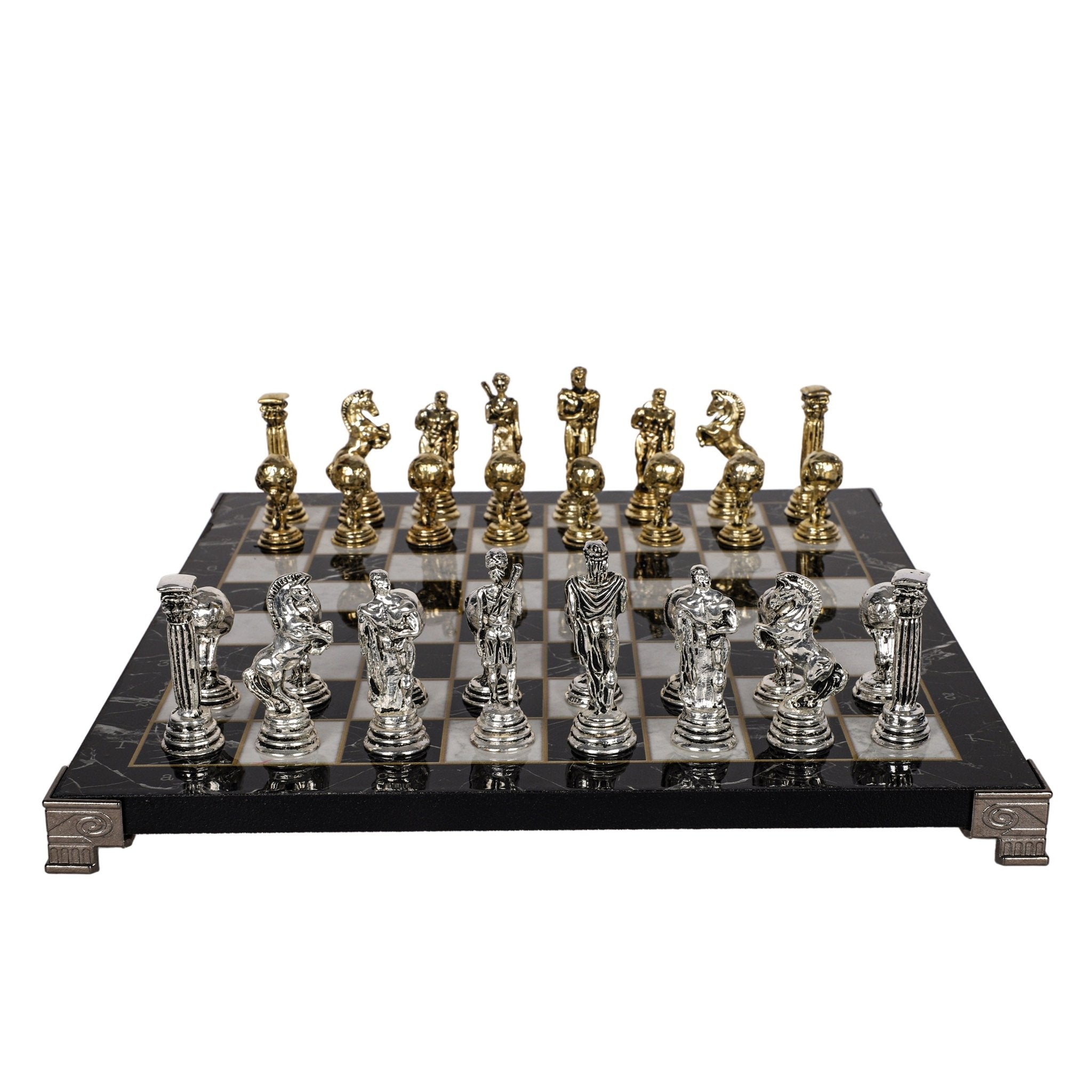Greek Mythology Hercules Metal Chess Set | Chess Board w/ Metal Legs 30CM (12") - Cooper Chess