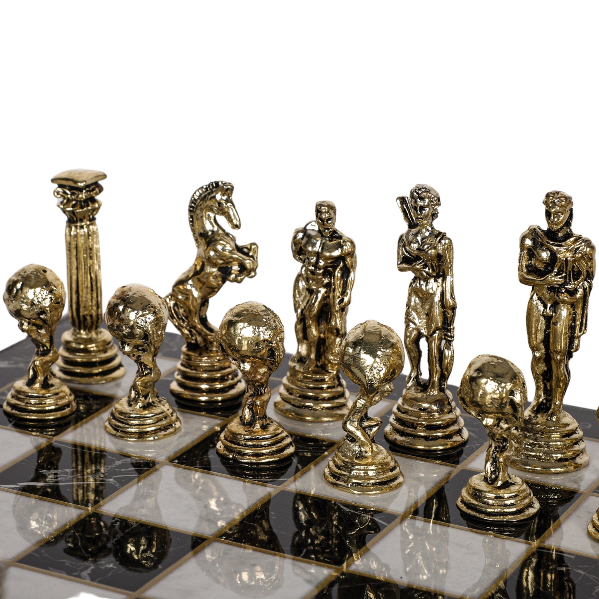 Greek Mythology Hercules Metal Chess Set | Chess Board w/ Metal Legs 30CM (12") - Cooper Chess