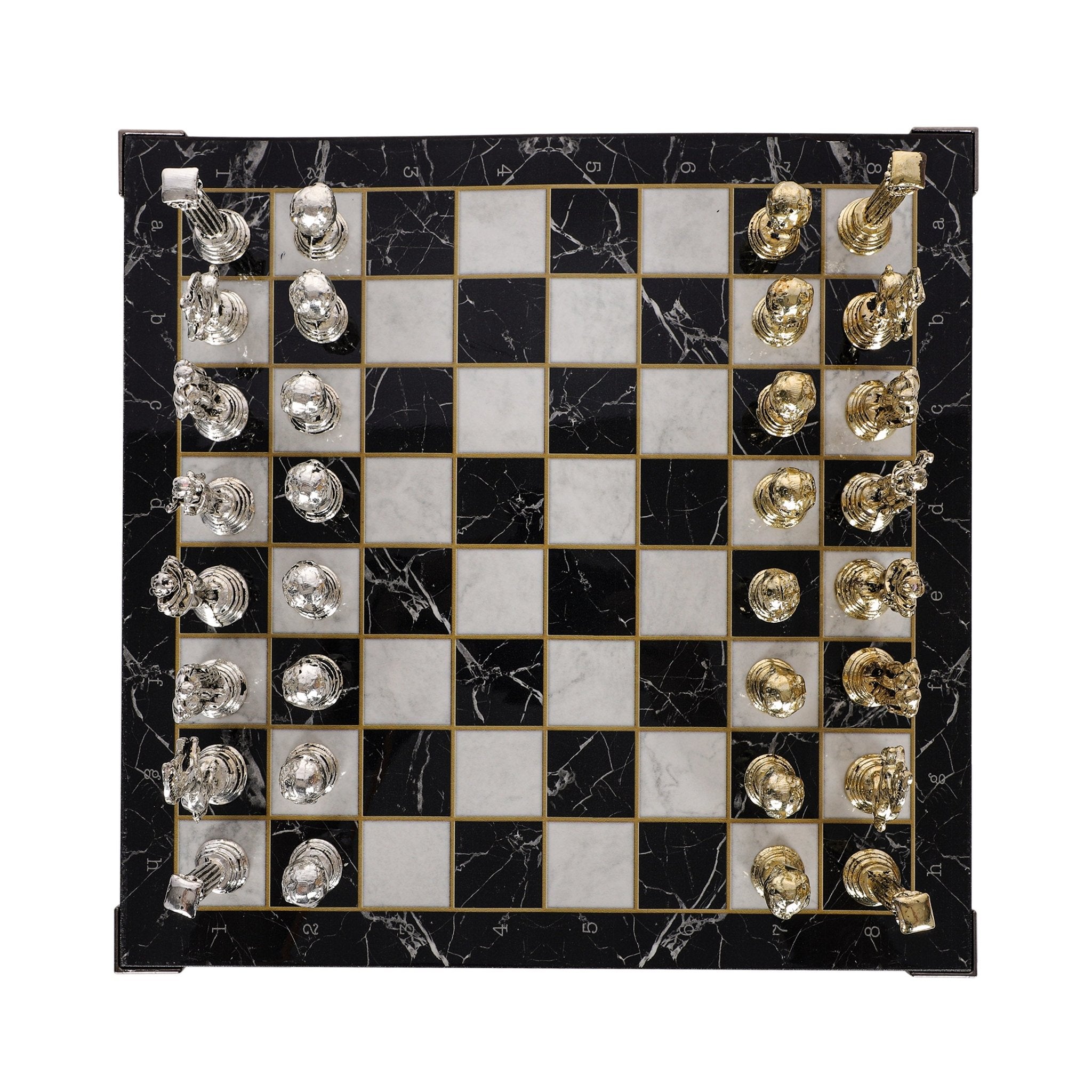 Greek Mythology Hercules Metal Chess Set | Chess Board w/ Metal Legs 30CM (12") - Cooper Chess