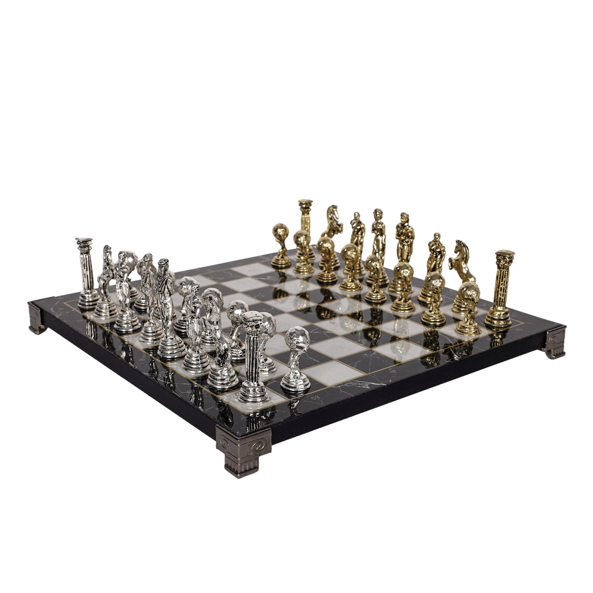 Greek Mythology Hercules Metal Chess Set | Chess Board w/ Metal Legs 30CM (12") - Cooper Chess