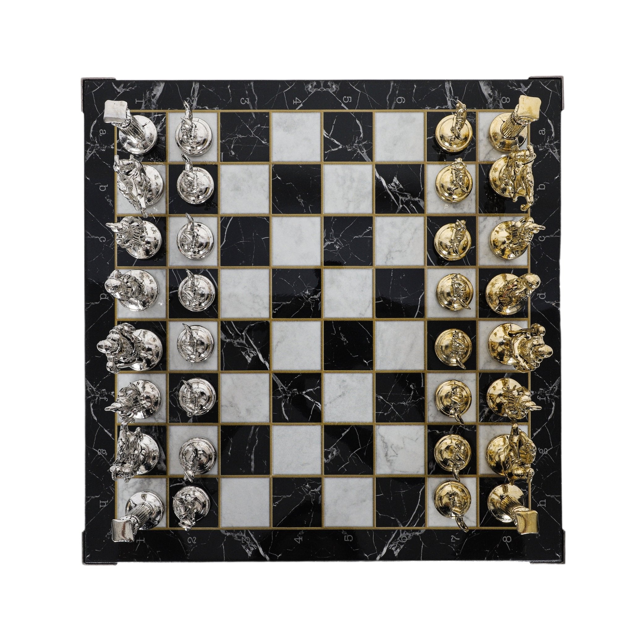 Roman Empire Caesar Metal Chess Set | Chess Board w/ Metal Legs 30CM (12") | Model 1 - Cooper Chess