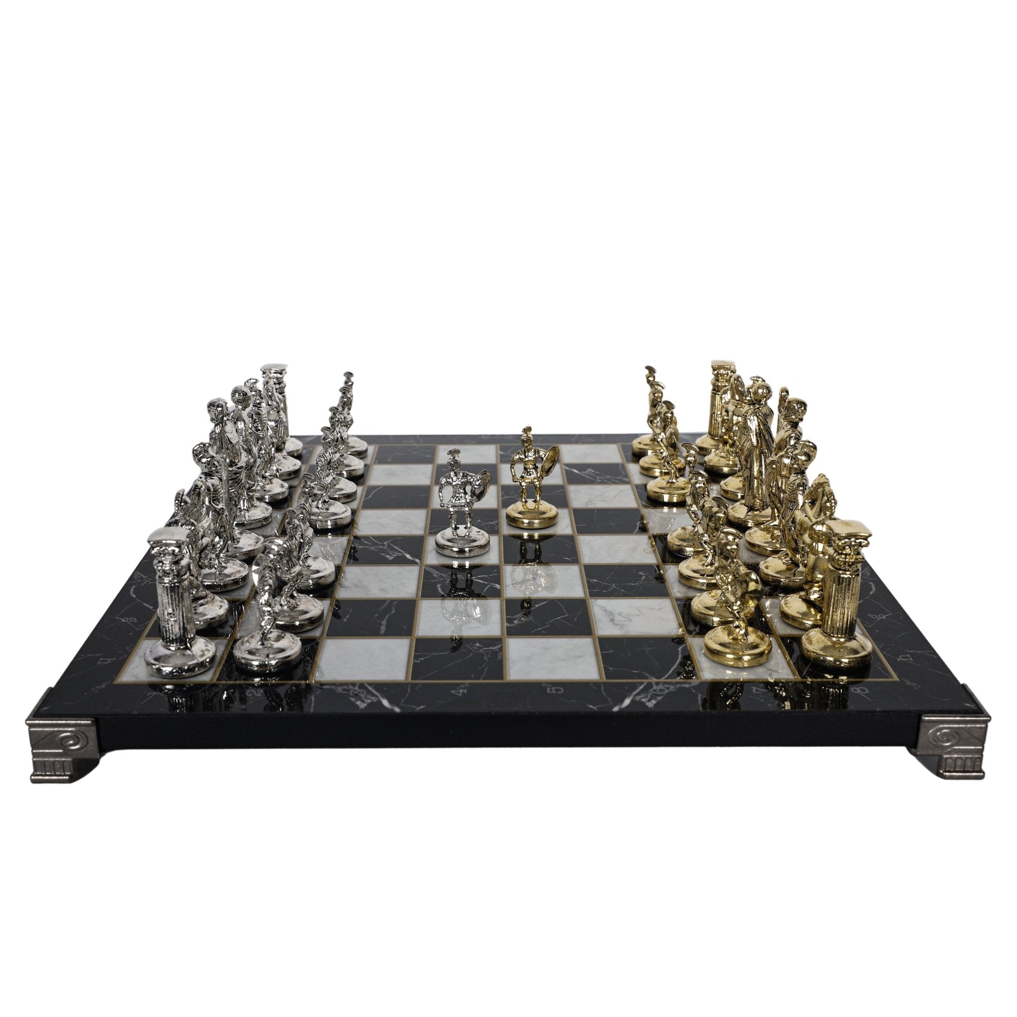 Roman Empire Caesar Metal Chess Set | Chess Board w/ Metal Legs 30CM (12") | Model 1 - Cooper Chess