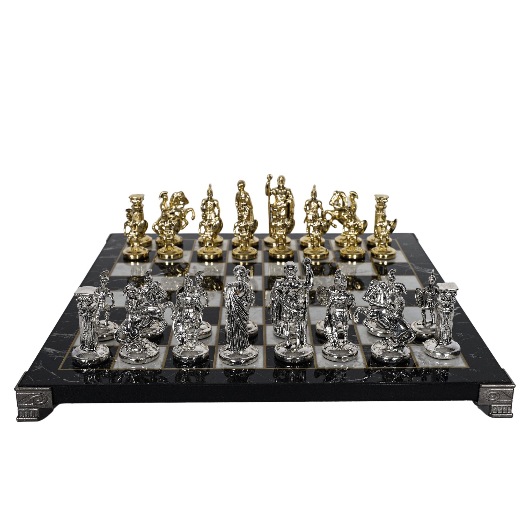 Roman Empire Caesar Metal Chess Set | Chess Board w/ Metal Legs 30CM (12") | Model 1 - Cooper Chess