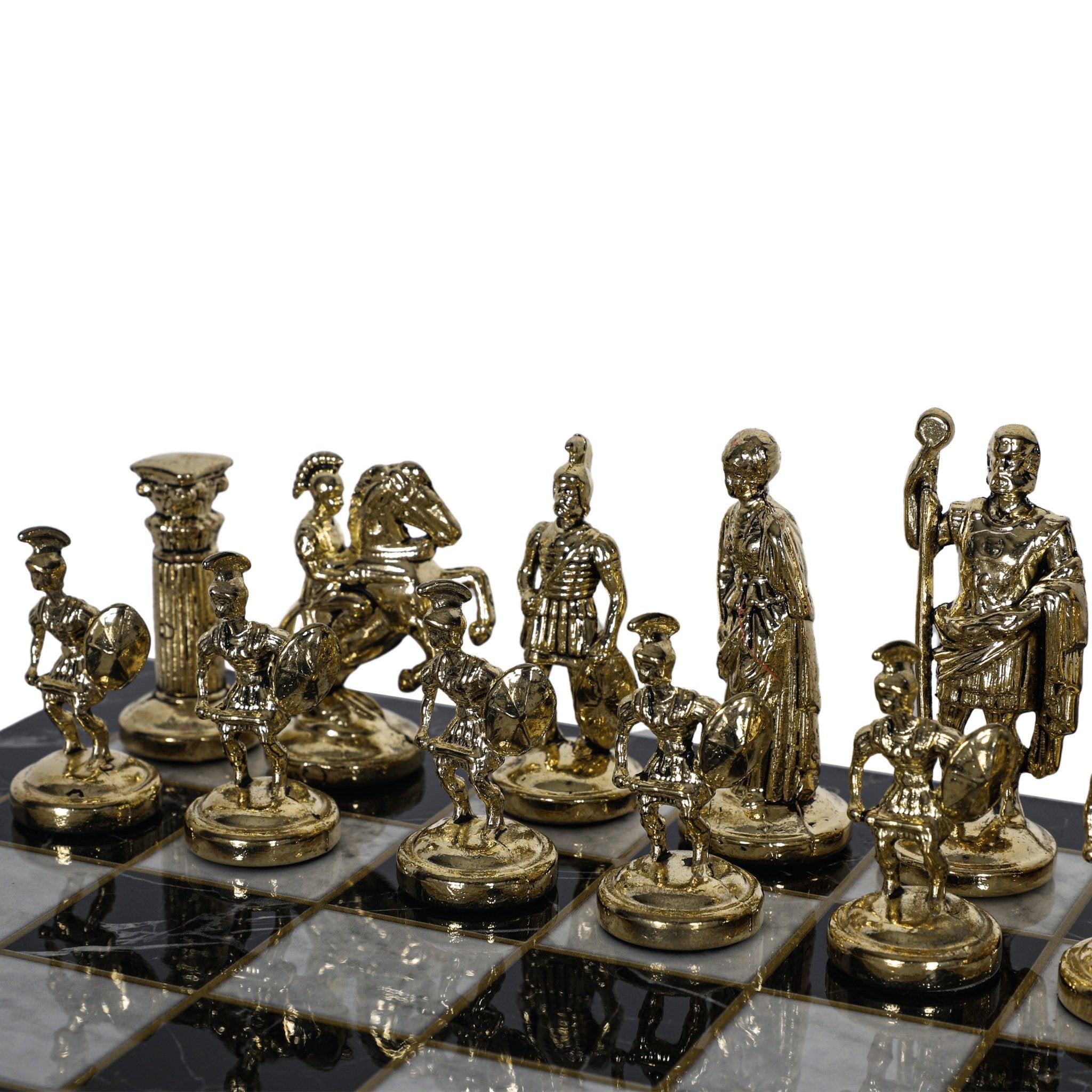 Roman Empire Caesar Metal Chess Set | Chess Board w/ Metal Legs 30CM (12") | Model 1 - Cooper Chess