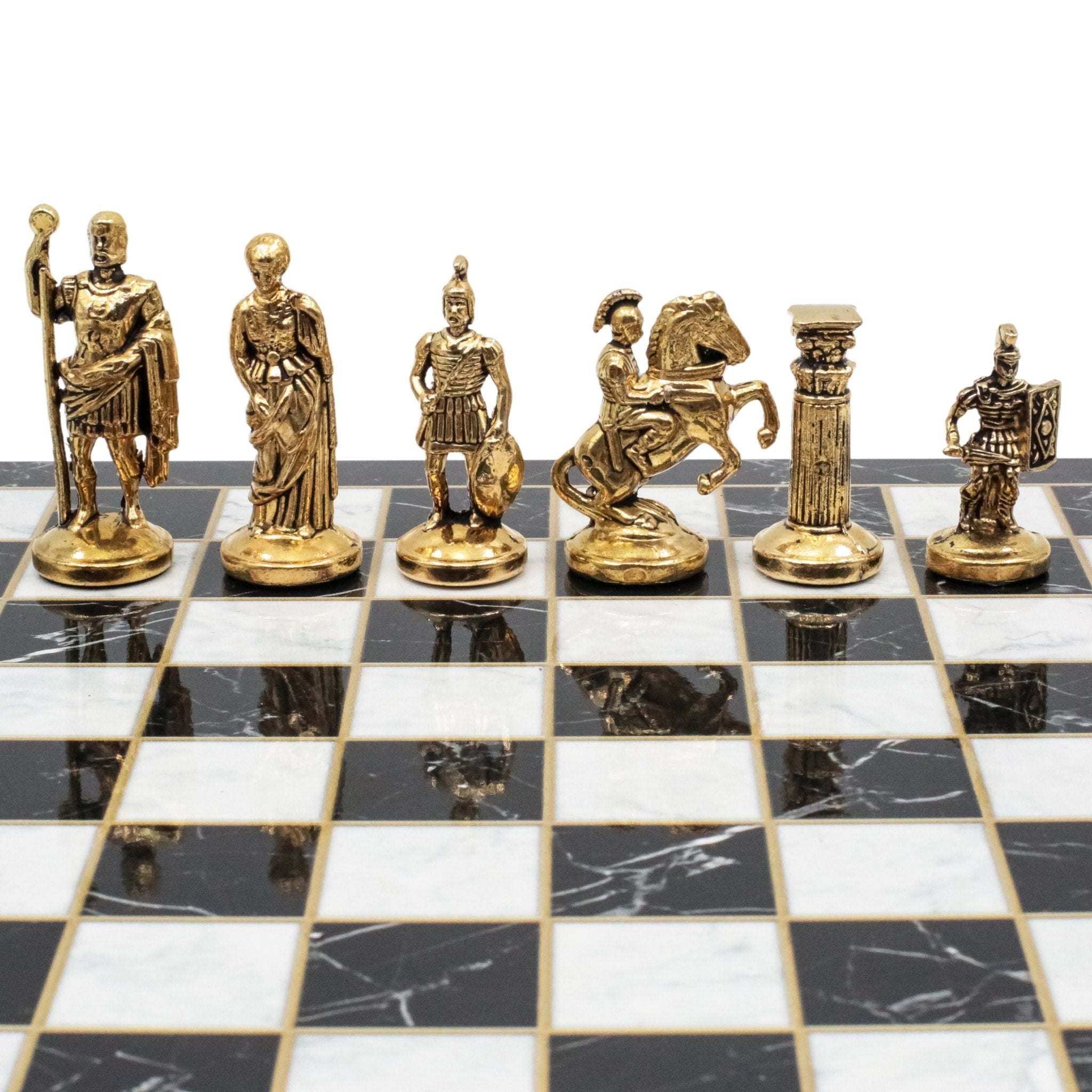 Roman Empire Caesar Metal Chess Set | Chess Board w/ Metal Legs 30CM (12") | Model 2 - Cooper Chess