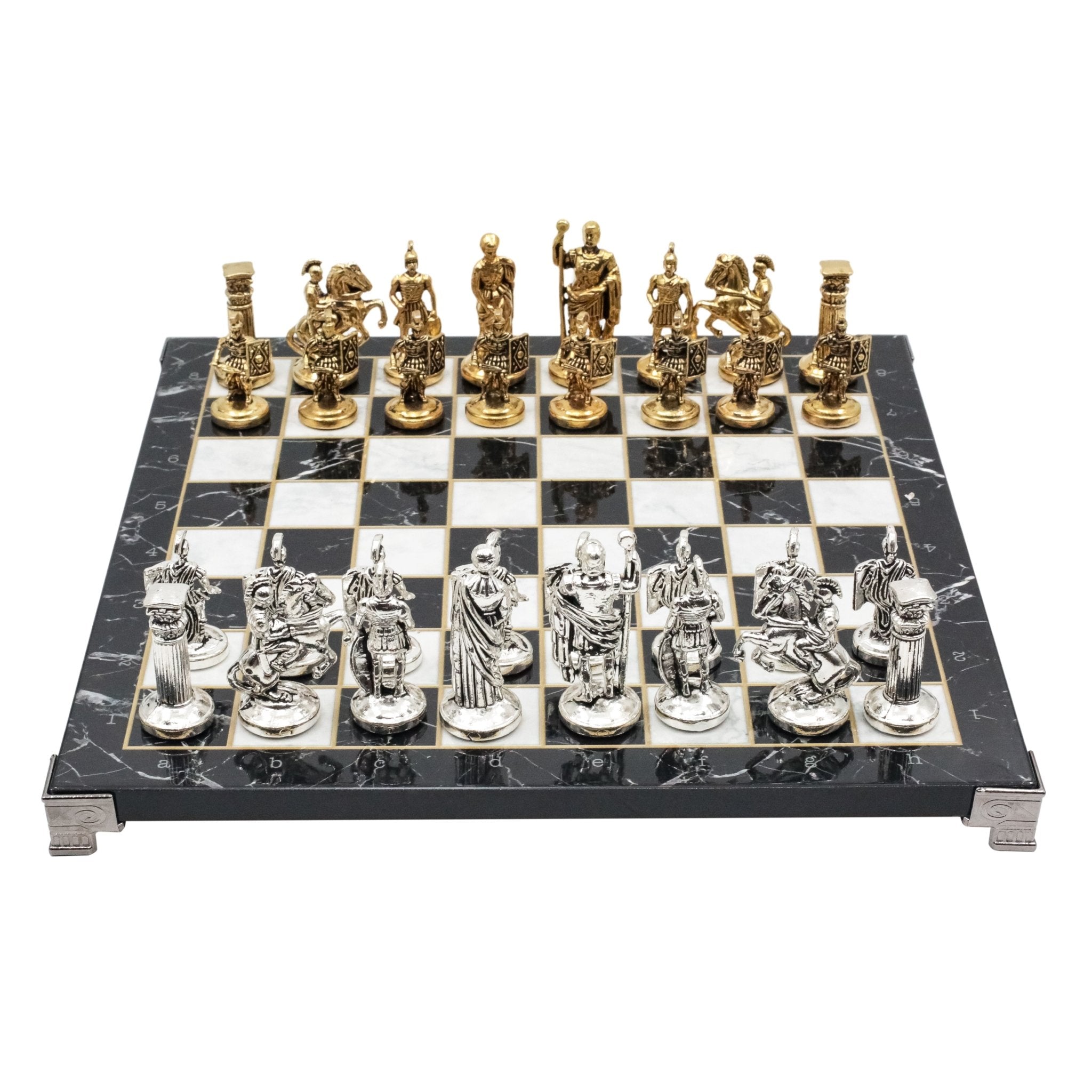 Roman Empire Caesar Metal Chess Set | Chess Board w/ Metal Legs 30CM (12") | Model 2 - Cooper Chess