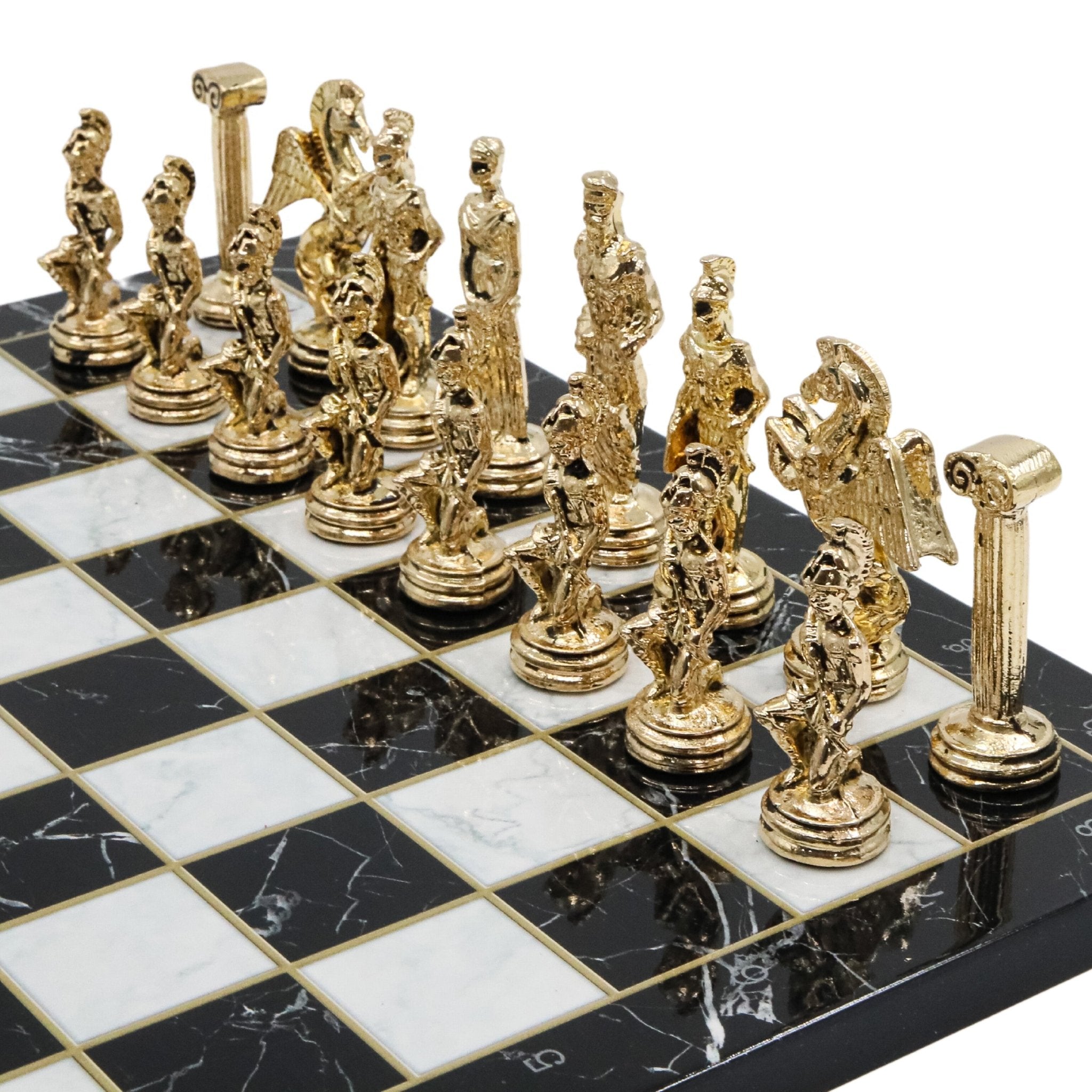 Greek Mythology Pegasus Metal Chess Set | Chess Board w/ Metal Legs 30CM (12") - Cooper Chess