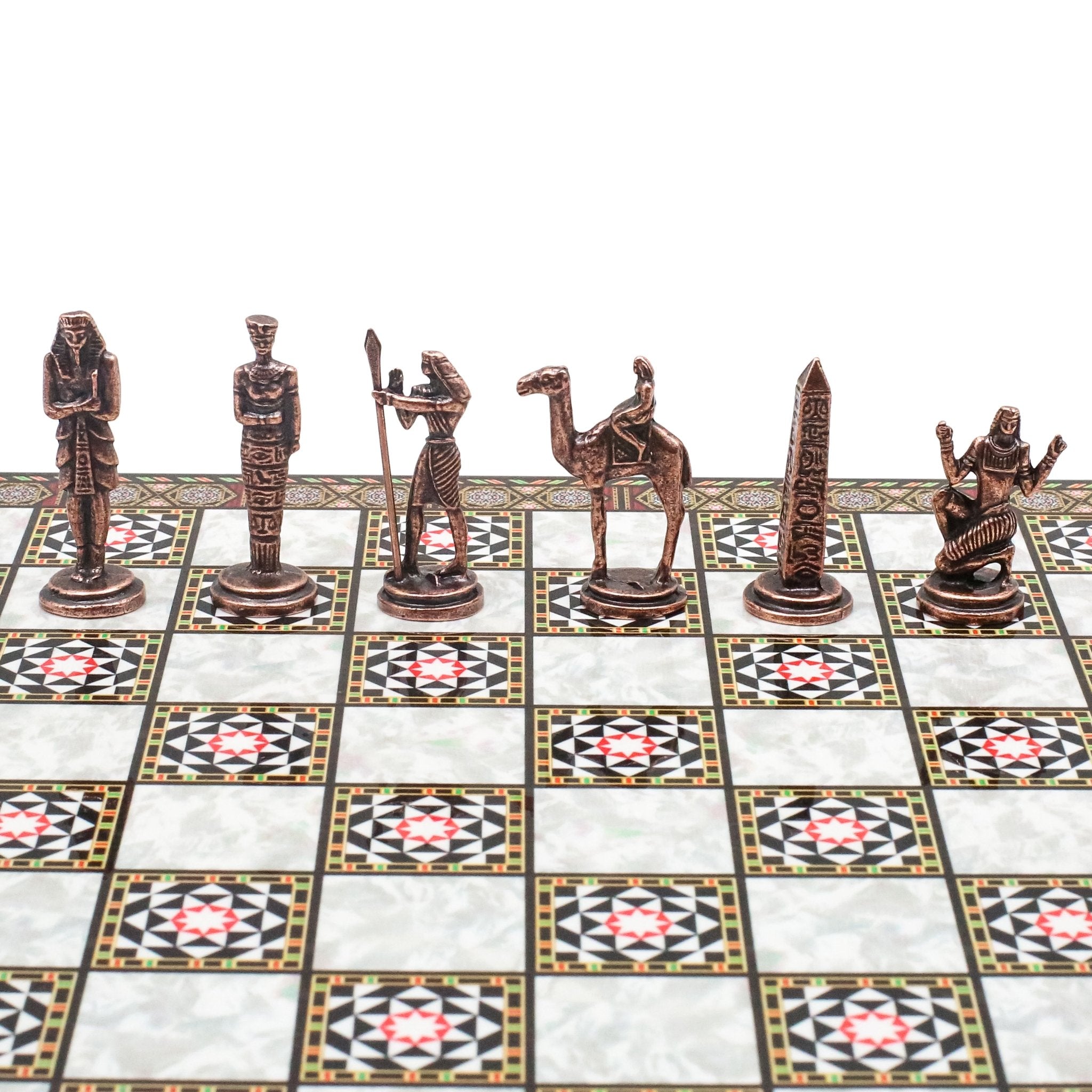 Egyptian CleopatraVintage Metal Chess Set | Chess Board w/ Metal Legs 30CM (12") - Cooper Chess