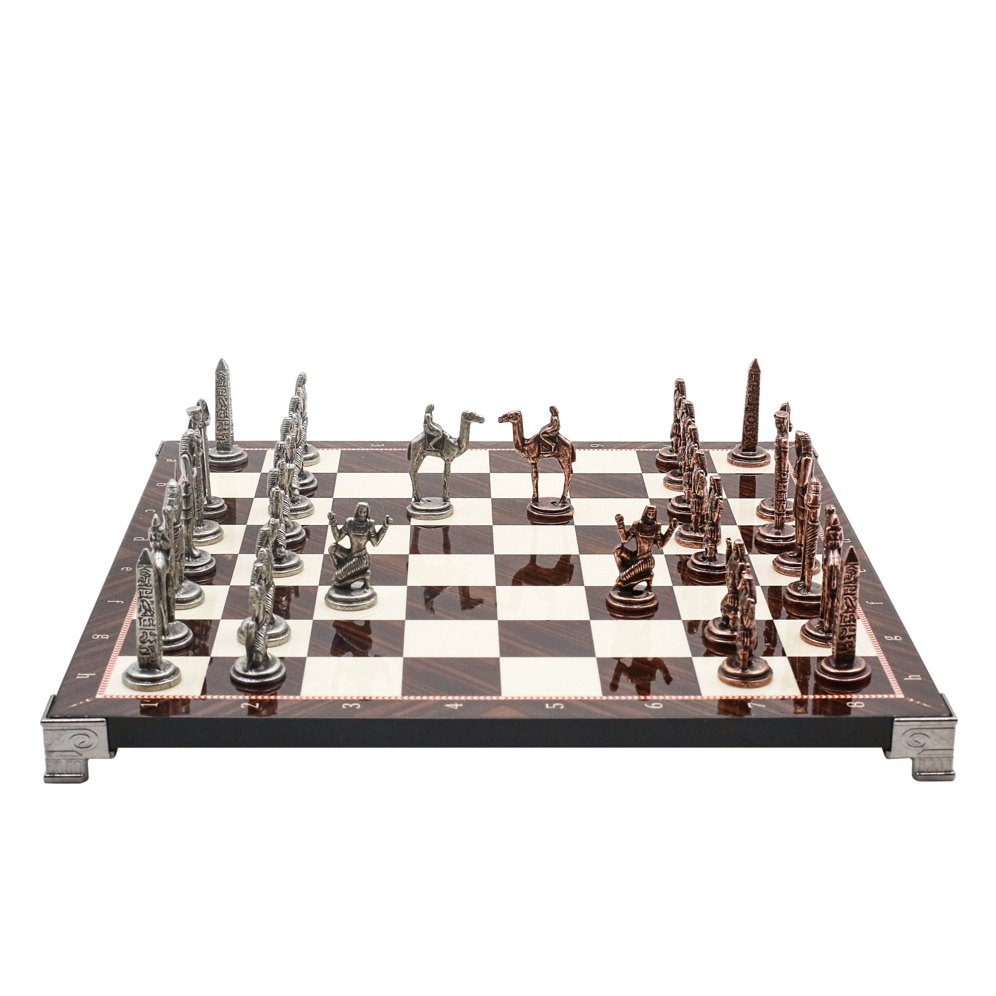 Egyptian CleopatraVintage Metal Chess Set | Chess Board w/ Metal Legs 30CM (12") - Cooper Chess