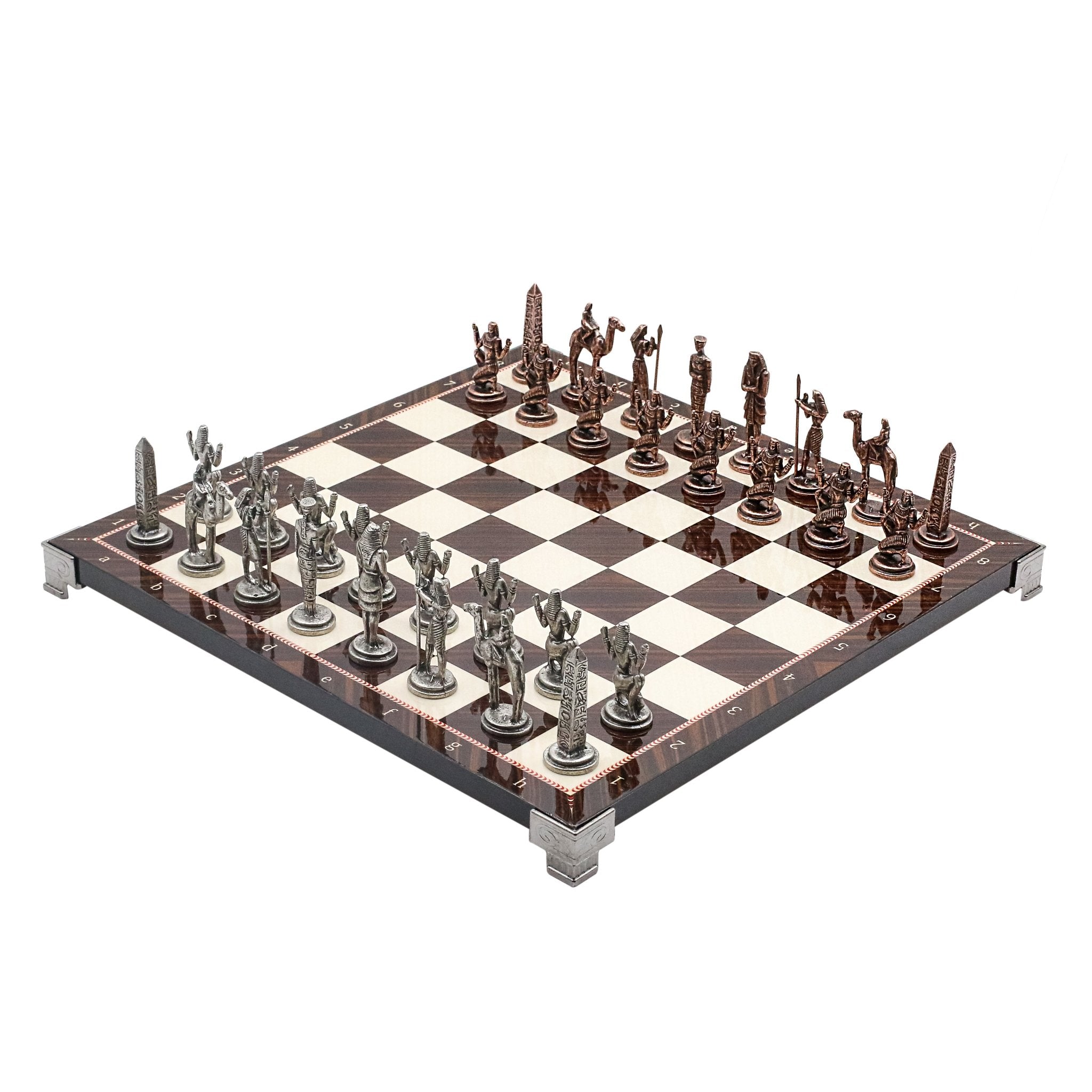 Egyptian CleopatraVintage Metal Chess Set | Chess Board w/ Metal Legs 30CM (12") - Cooper Chess