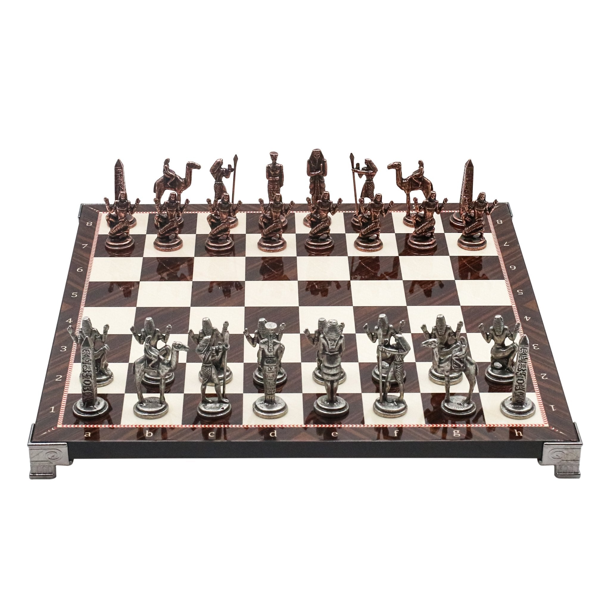 Egyptian CleopatraVintage Metal Chess Set | Chess Board w/ Metal Legs 30CM (12") - Cooper Chess