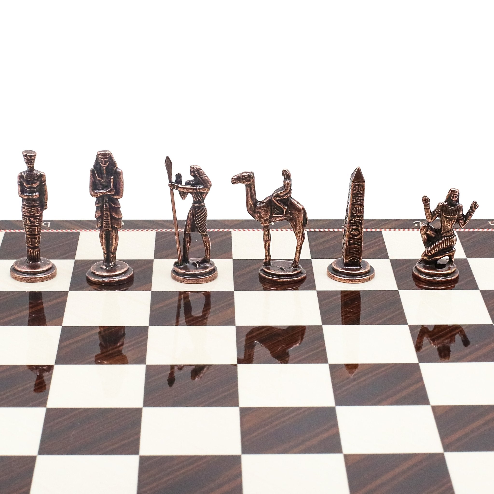Egyptian CleopatraVintage Metal Chess Set | Chess Board w/ Metal Legs 30CM (12") - Cooper Chess