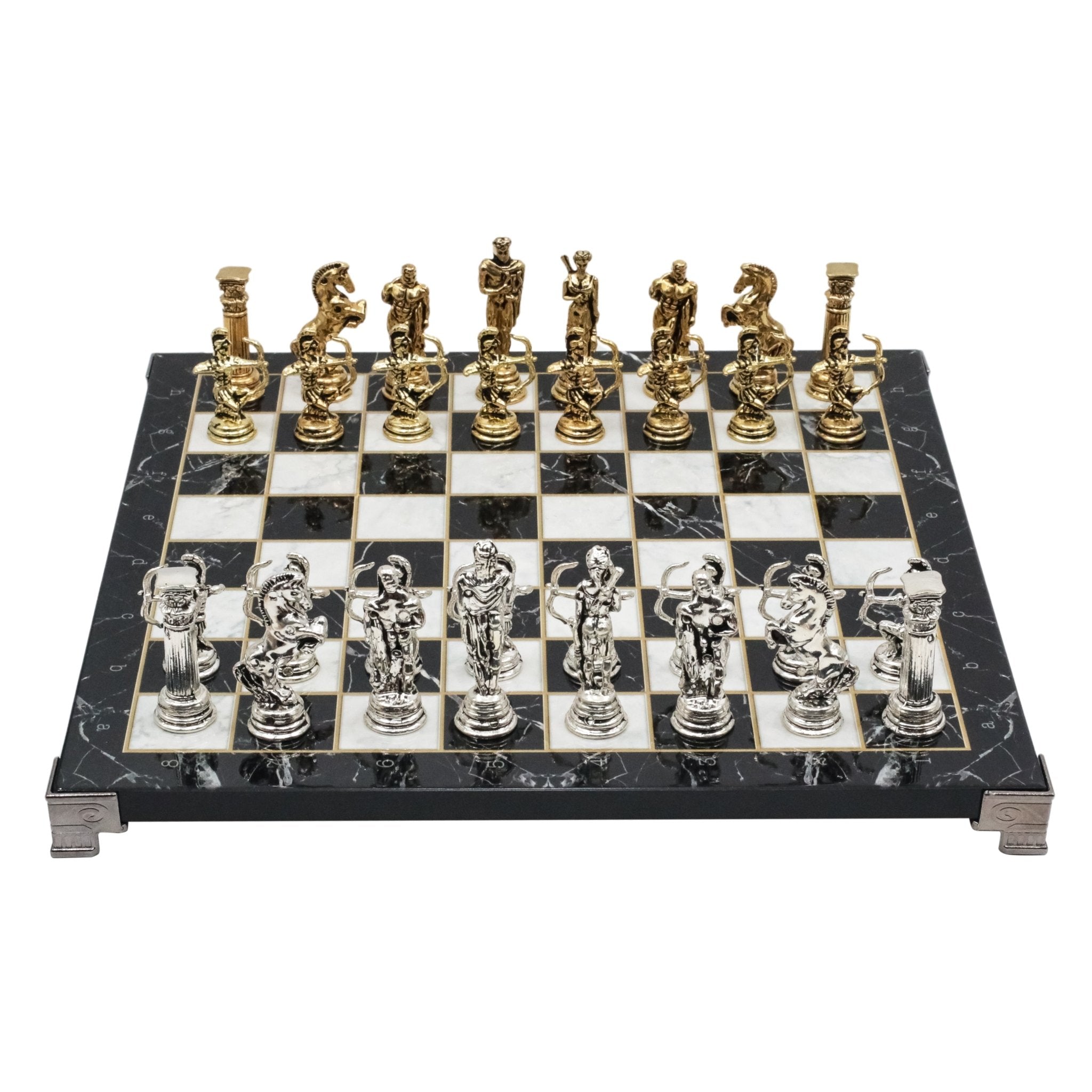 Greek Mythology Archer Chess Set | Chess Board w/ Metal Legs 30CM (12") - Cooper Chess