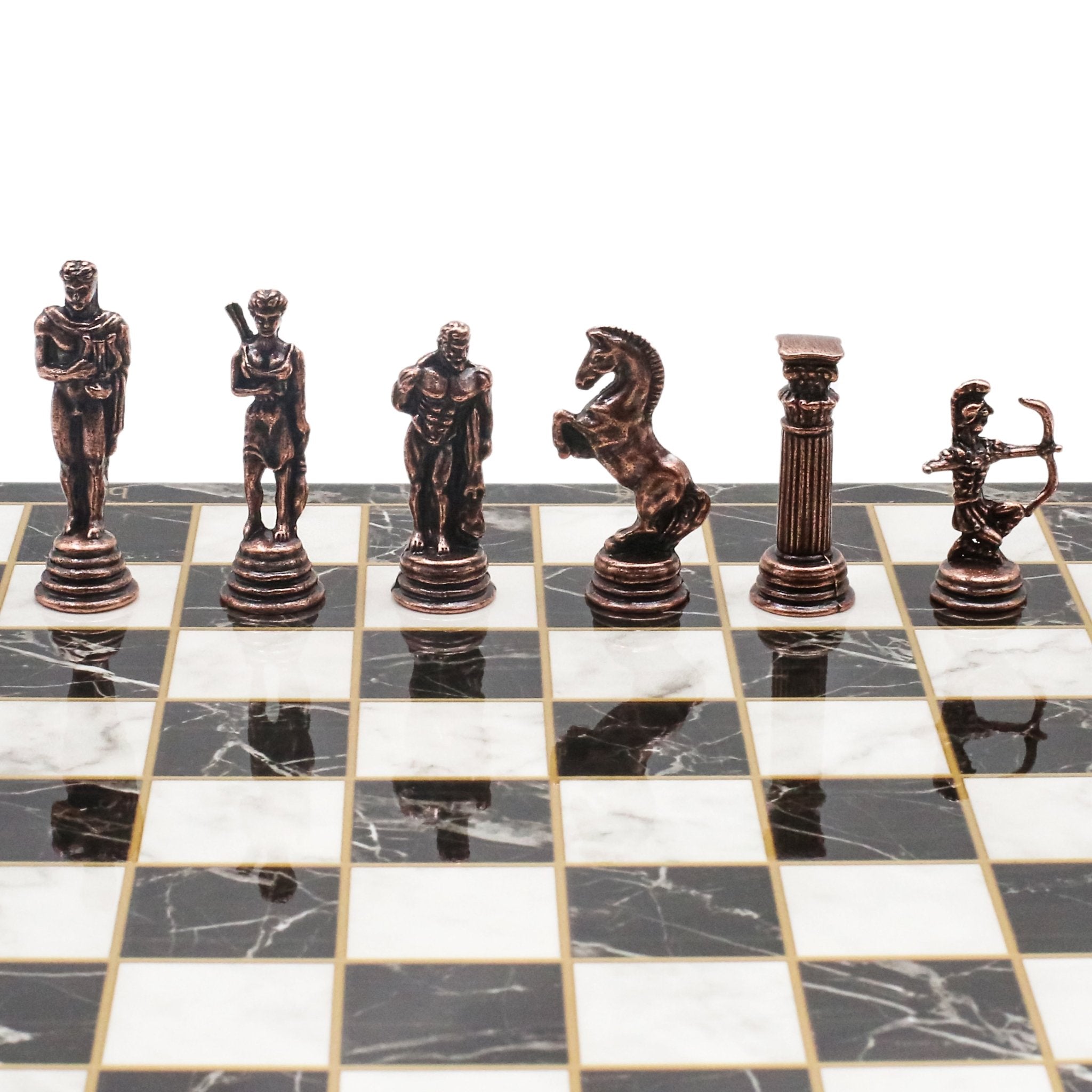 Greek Mythology Archer Vintage Chess Set | Chess Board w/ Metal Legs 30CM (12") - Cooper Chess