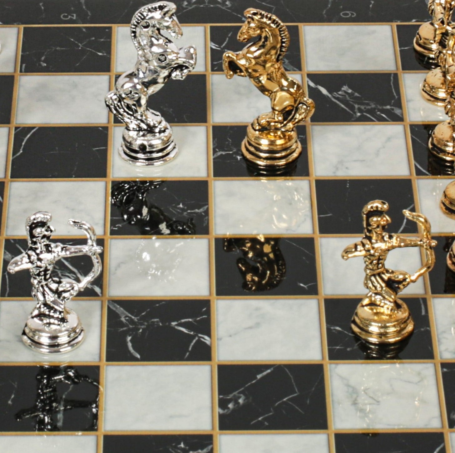 Greek Mythology Archer Chess Set | Chess Board w/ Metal Legs 30CM (12") - Cooper Chess