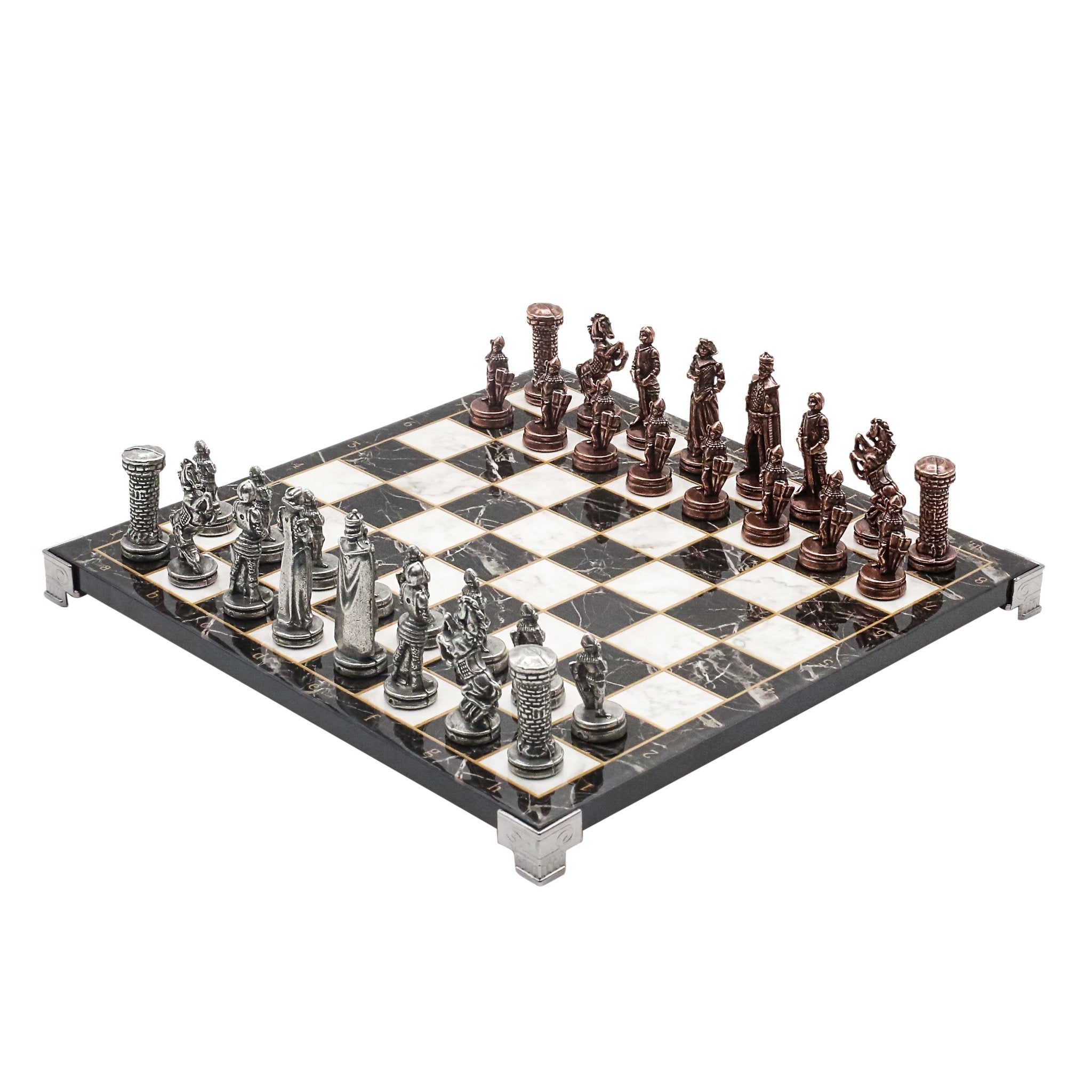 British Army Vintage Metal Chess Set | Chess Board w/ Metal Legs 30CM (12") - Cooper Chess