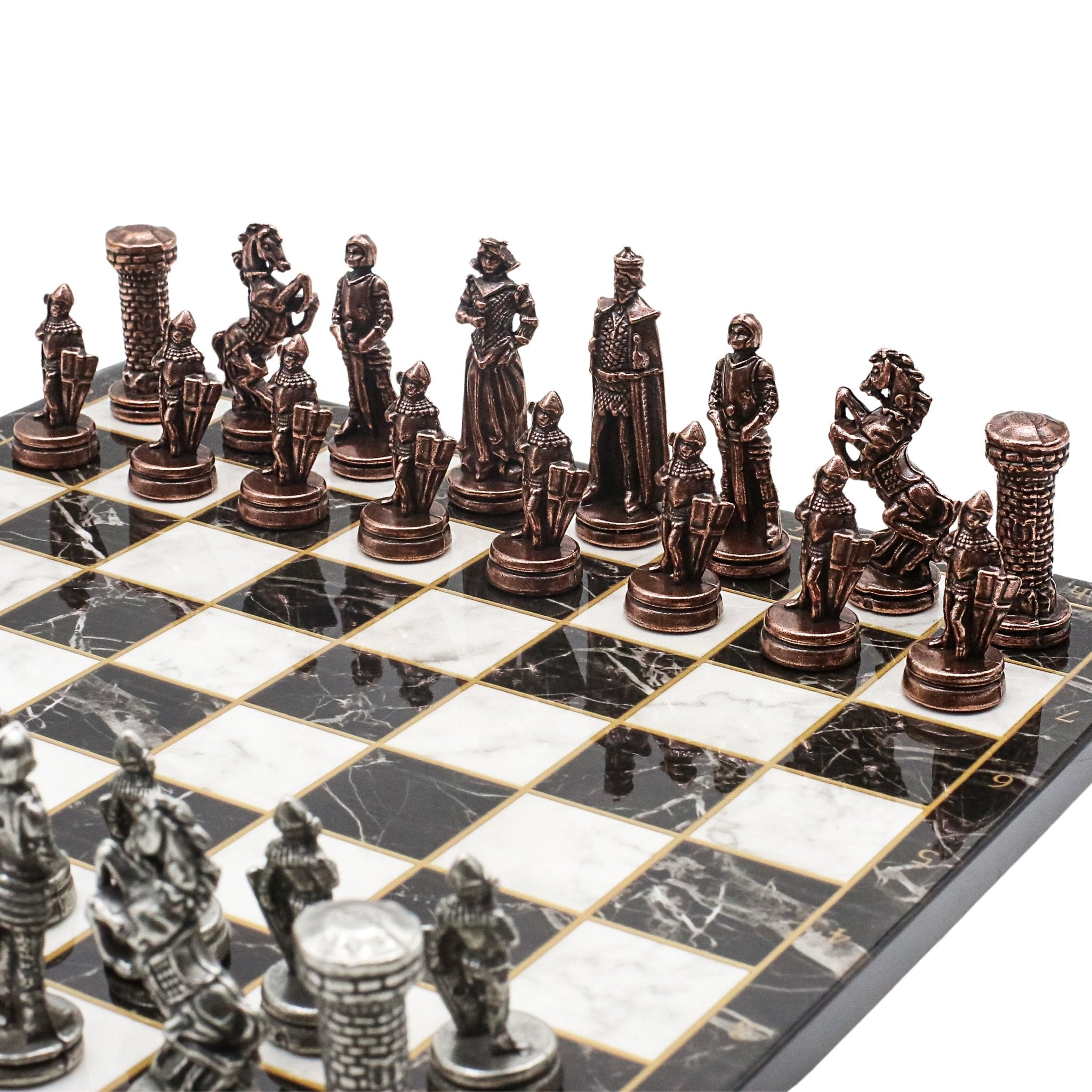 British Army Vintage Metal Chess Set | Chess Board w/ Metal Legs 30CM (12") - Cooper Chess