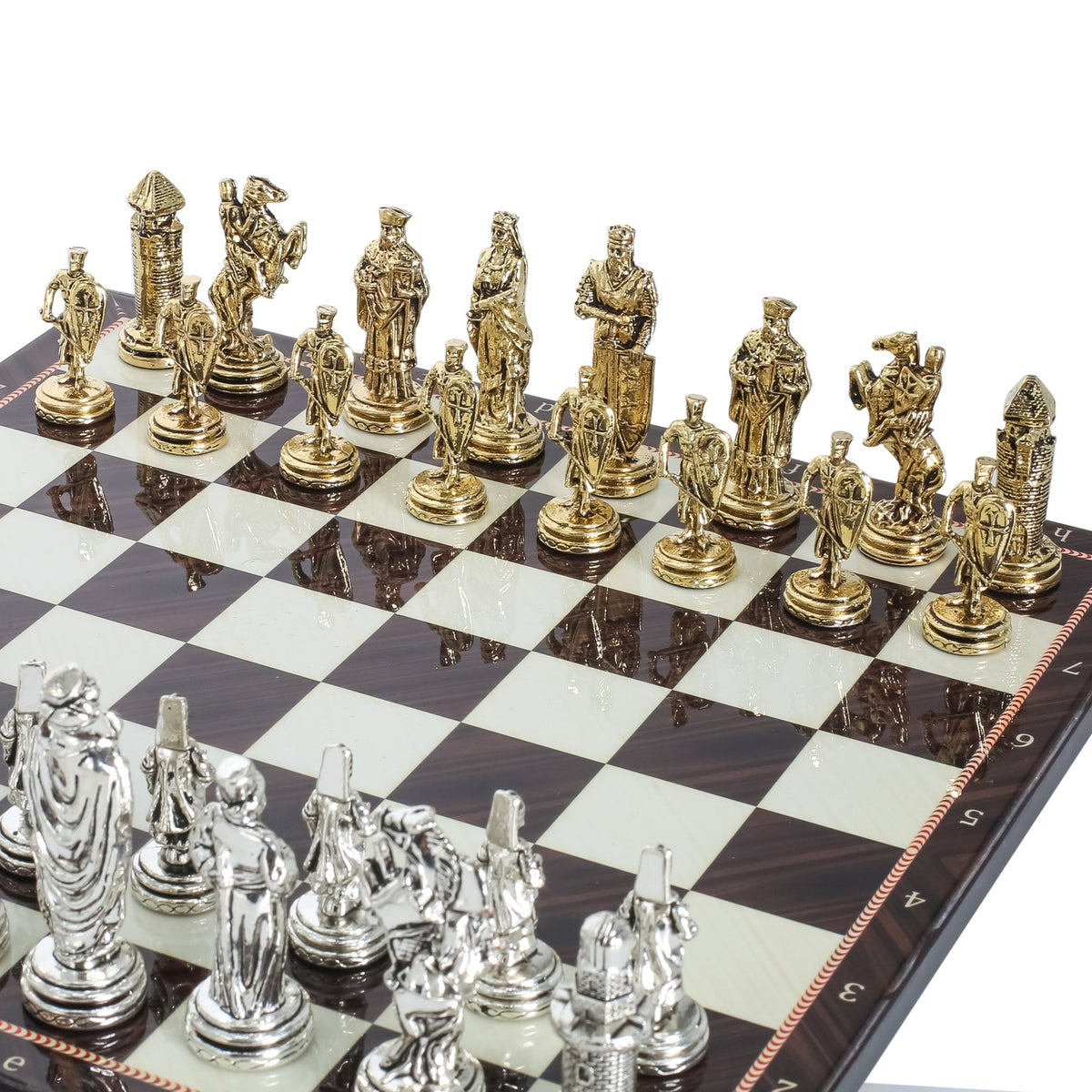 Ottoman Empire vs Byzantine Metal Chess Set | Chess Board w/ Metal Legs 30CM (12") - Cooper Chess