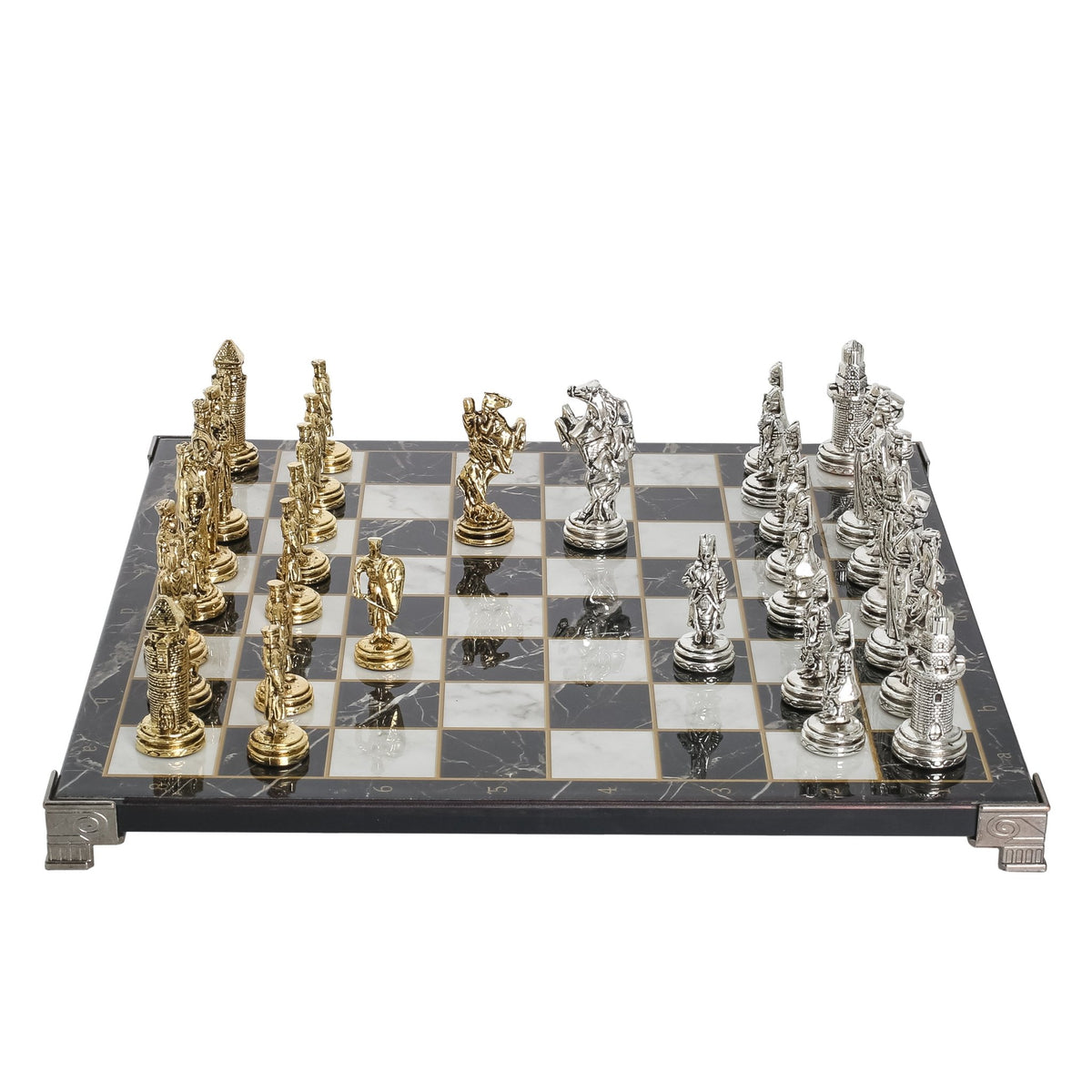 Ottoman Empire vs Byzantine Metal Chess Set | Chess Board w/ Metal Legs 30CM (12") - Cooper Chess