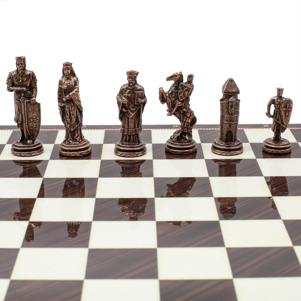 Ottoman Empire vs Byzantine Vintage Metal Chess Set | Chess Board w/ Metal Legs 30CM (12") - Cooper Chess