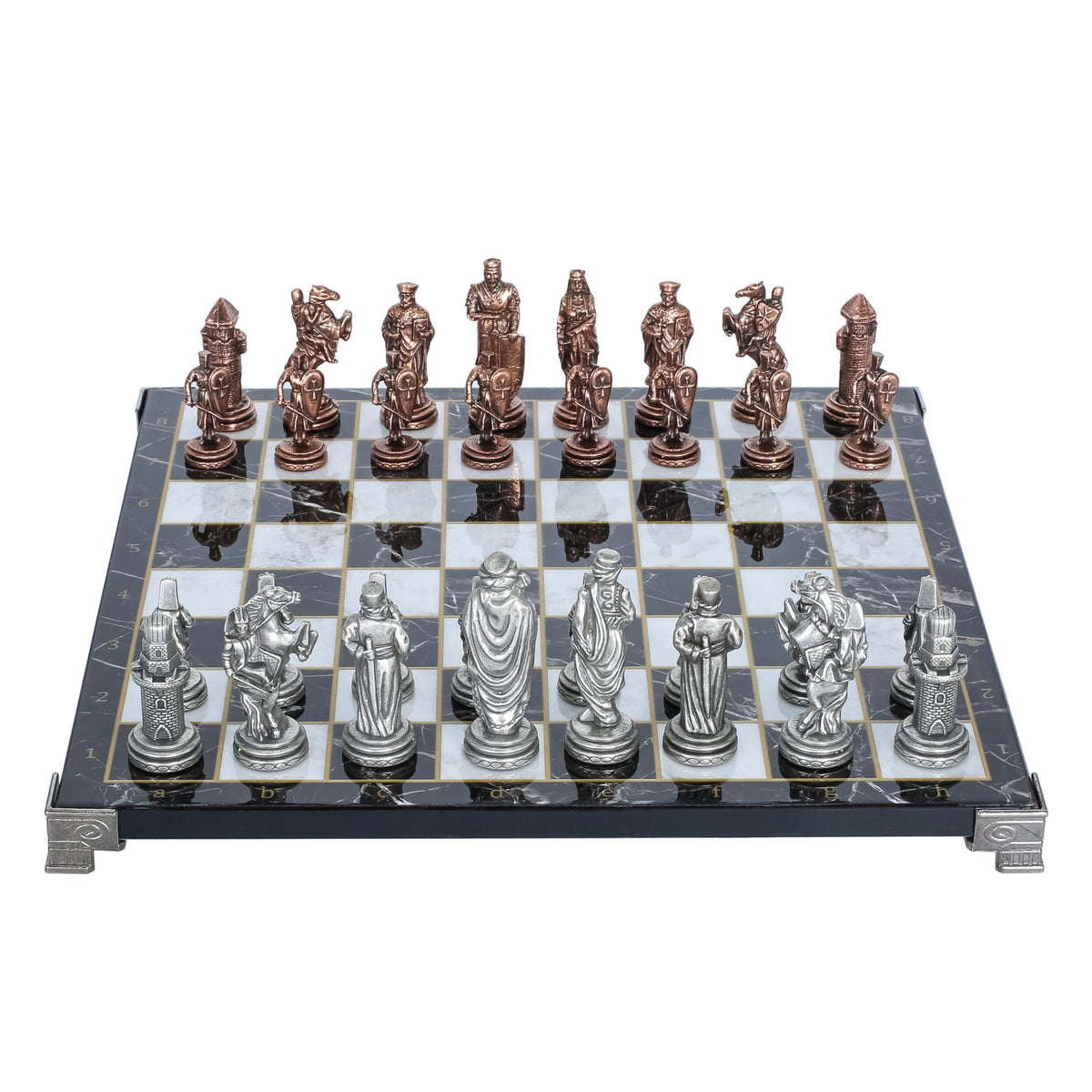 Ottoman Empire vs Byzantine Vintage Metal Chess Set | Chess Board w/ Metal Legs 30CM (12") - Cooper Chess