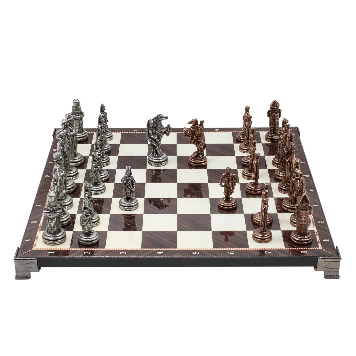 Ottoman Empire vs Byzantine Vintage Metal Chess Set | Chess Board w/ Metal Legs 30CM (12") - Cooper Chess