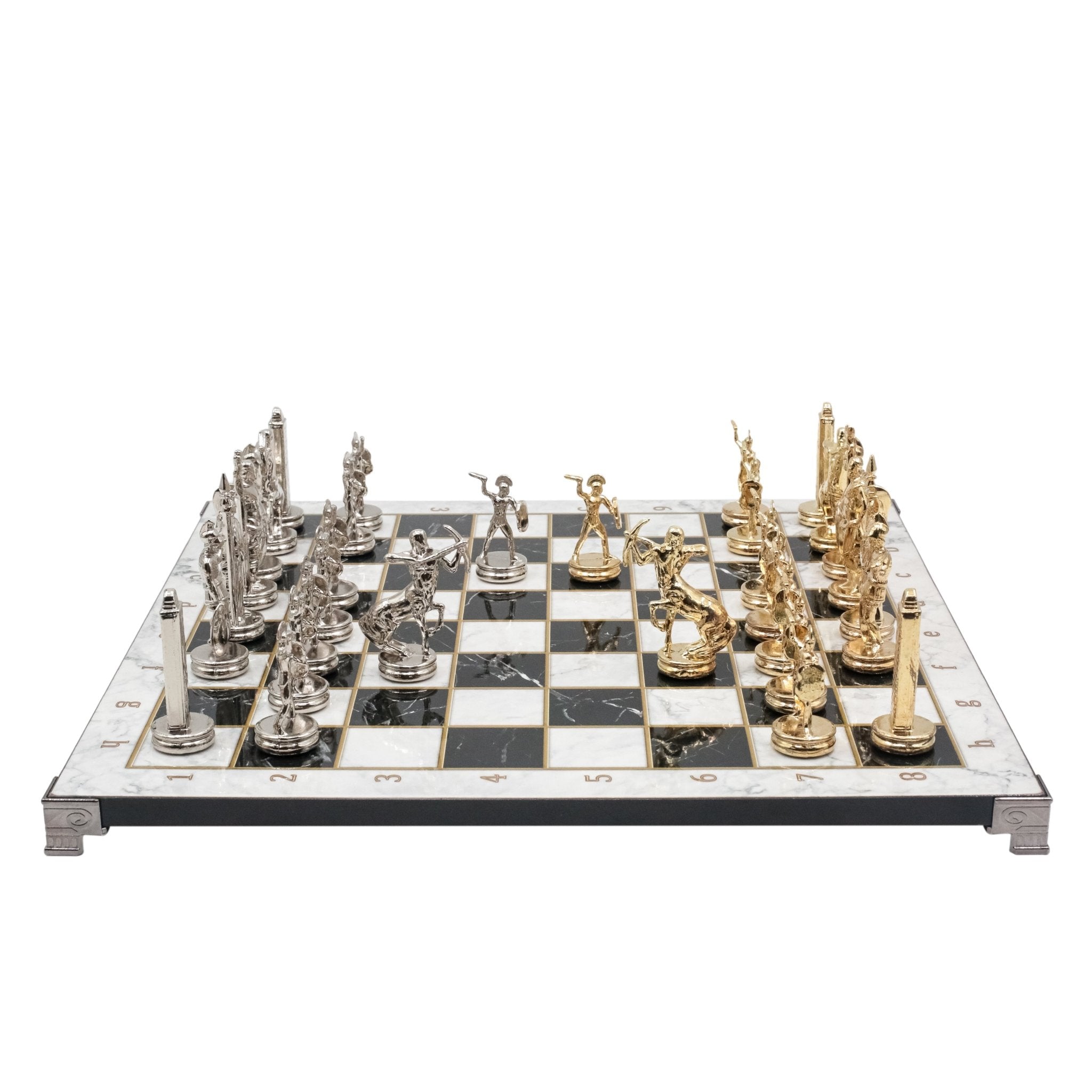 Greek Mythology Poseidon Metal Chess Set | Chess Board w/ Metal Legs 37CM (15") | Model 1 - Cooper Chess